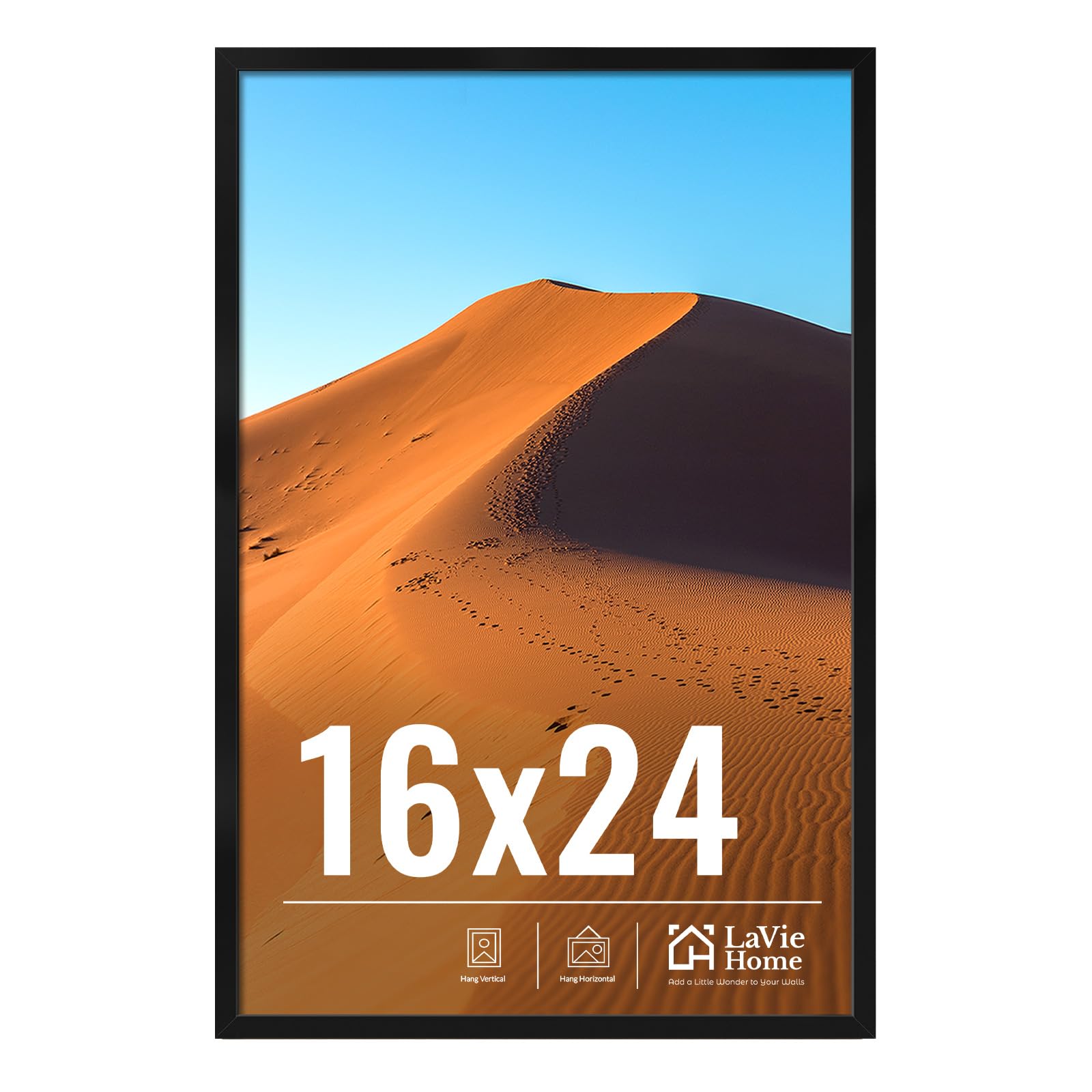 LaVie Home 11x14 Picture Frame for Wall Display, 11 x 14 Black Picture Frame with HD Plexiglas, 11 by 14 Poster Frame 1 Pack, Display Frame for Vertical or Horizontal, Classic Collection