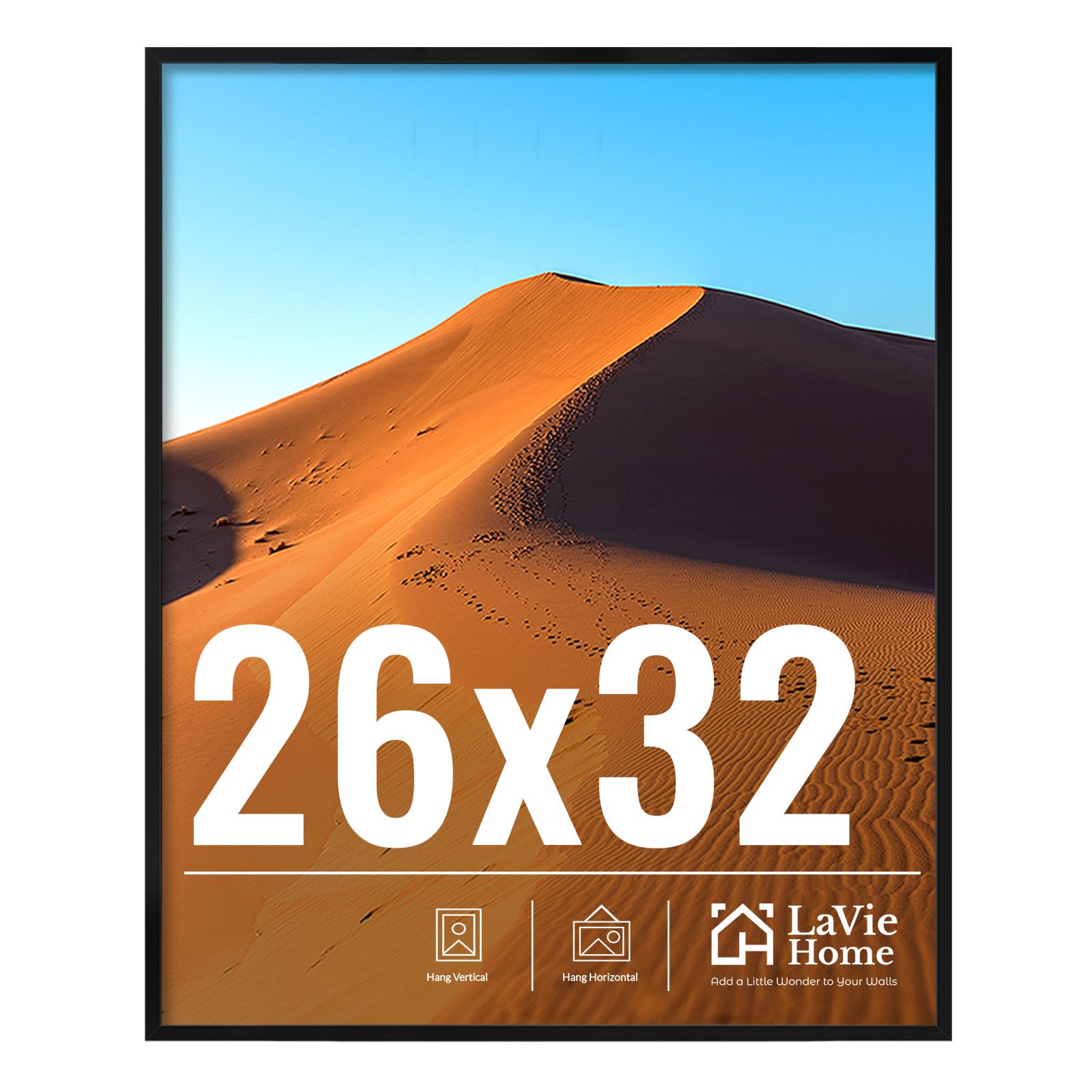 LaVie Home 11x14 Picture Frame for Wall Display, 11 x 14 Black Picture Frame with HD Plexiglas, 11 by 14 Poster Frame 1 Pack, Display Frame for Vertical or Horizontal, Classic Collection
