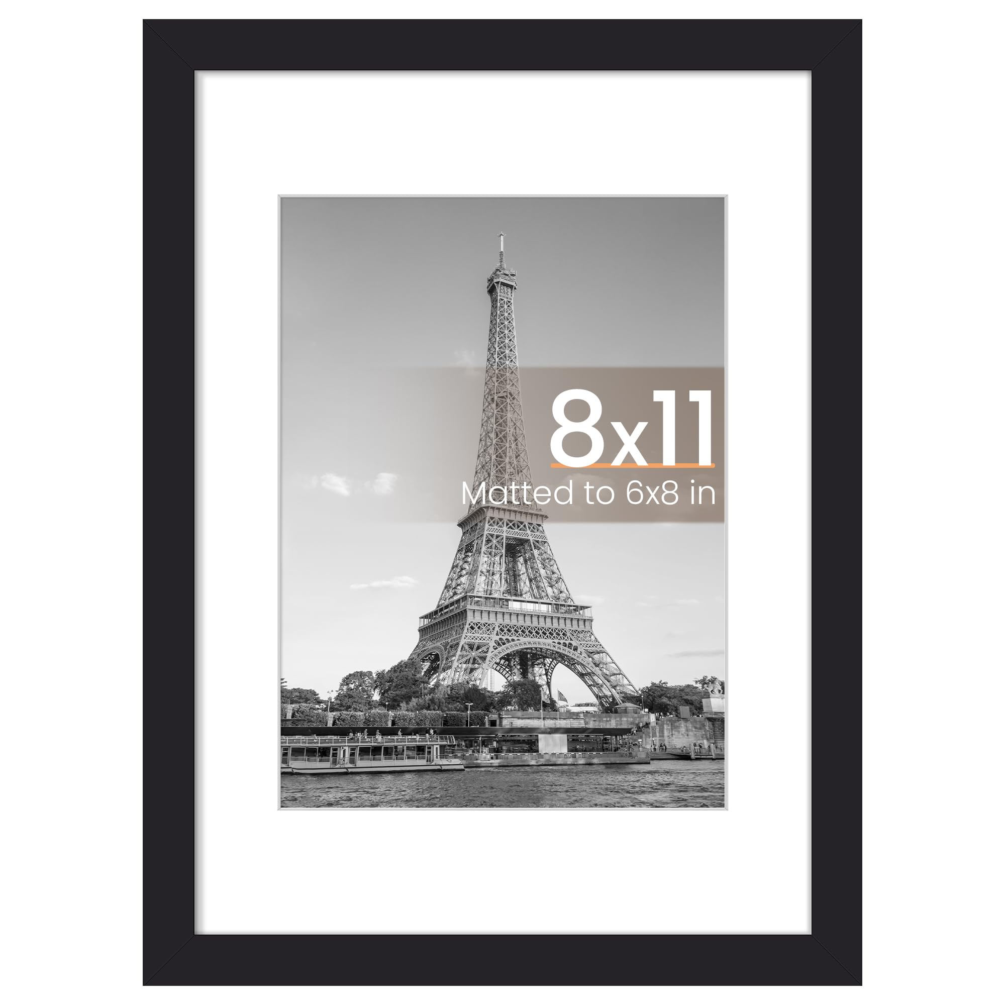upsimples 11x17 Picture Frame, Display Pictures 9x15 with Mat or 11 x 17 Without, Wall Hanging Poster Frames, Black, 1 Pack