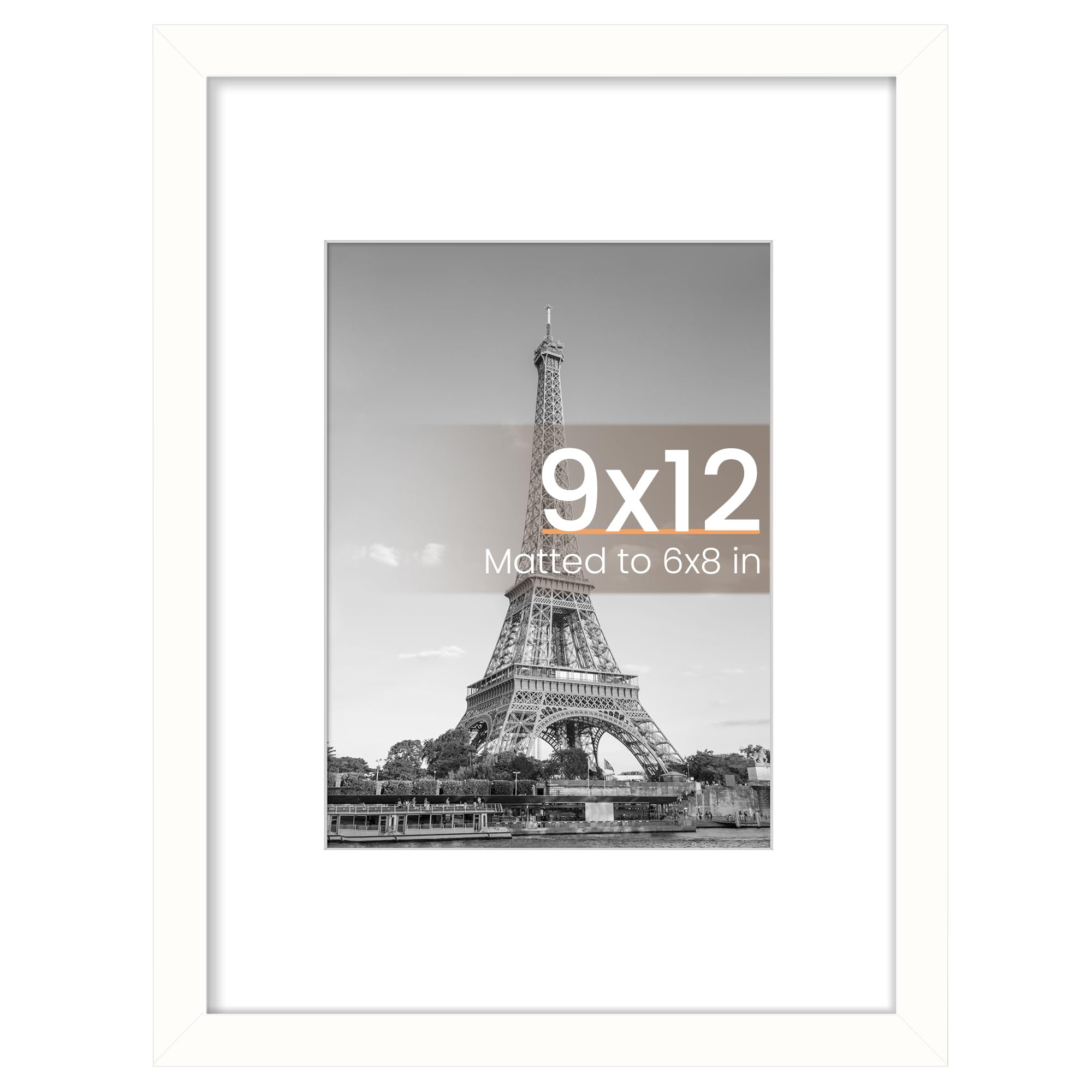 upsimples 12x16 Picture Frame, Display Pictures 8.5x11 with Mat or 12x16 Without Mat, Wall Hanging Photo Frame, Black, 1 Pack