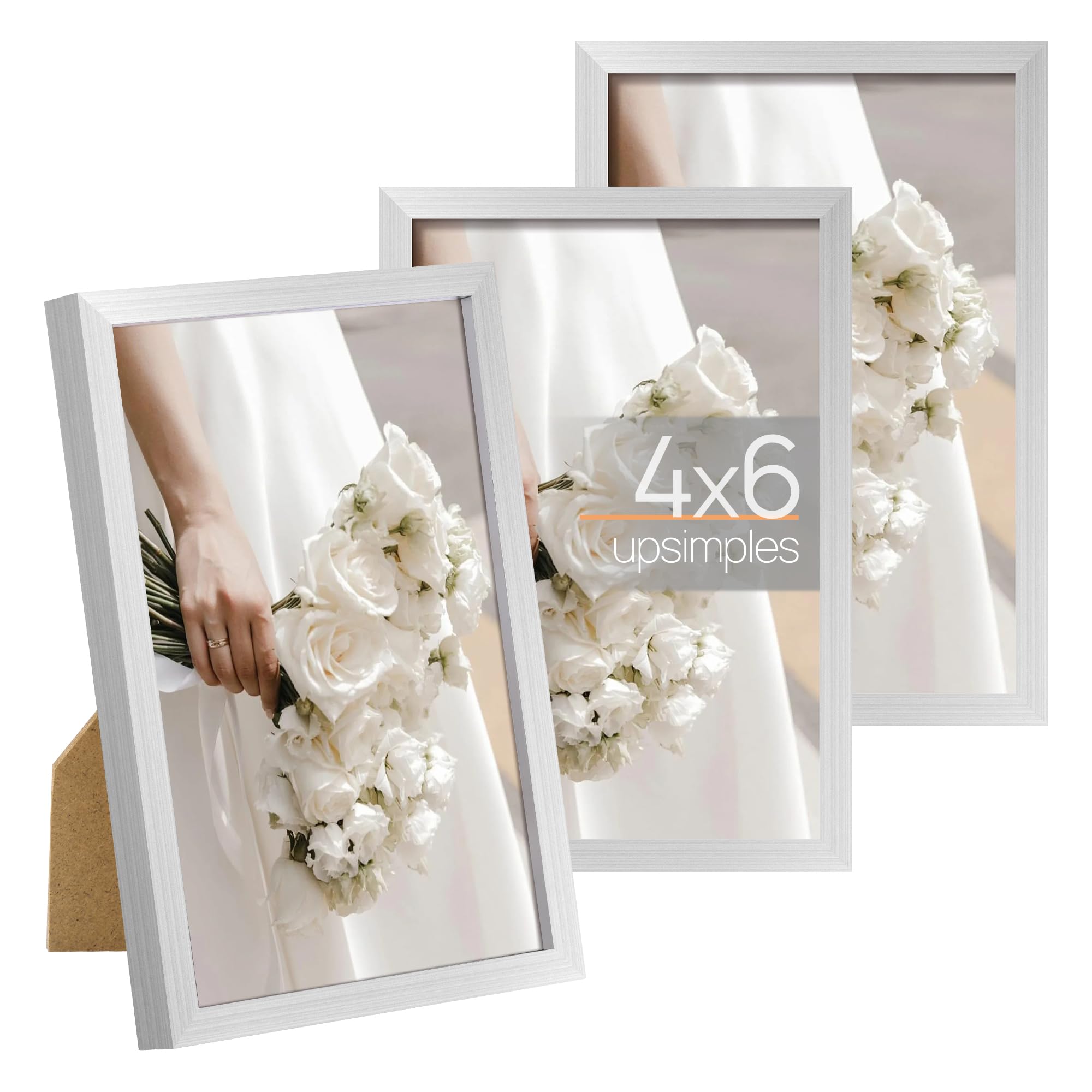 upsimples 5x7 Picture Frame Set of 3, Made of High Definition Glass for 5 x 7 Black Frames, Wall and Tabletop Display Thin Border Photo Frame for Home Décor