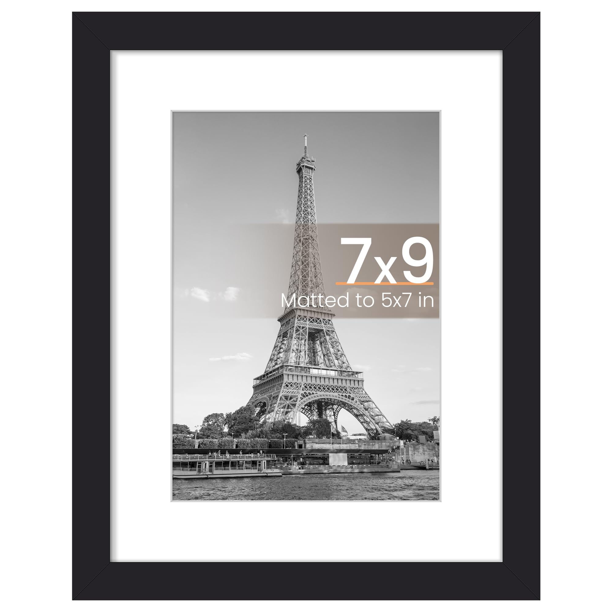 upsimples 8x10 Picture Frame, Display Pictures 5x7 with Mat or 8x10 Without Mat, Wall Hanging Photo Frame, Black, 1 Pack