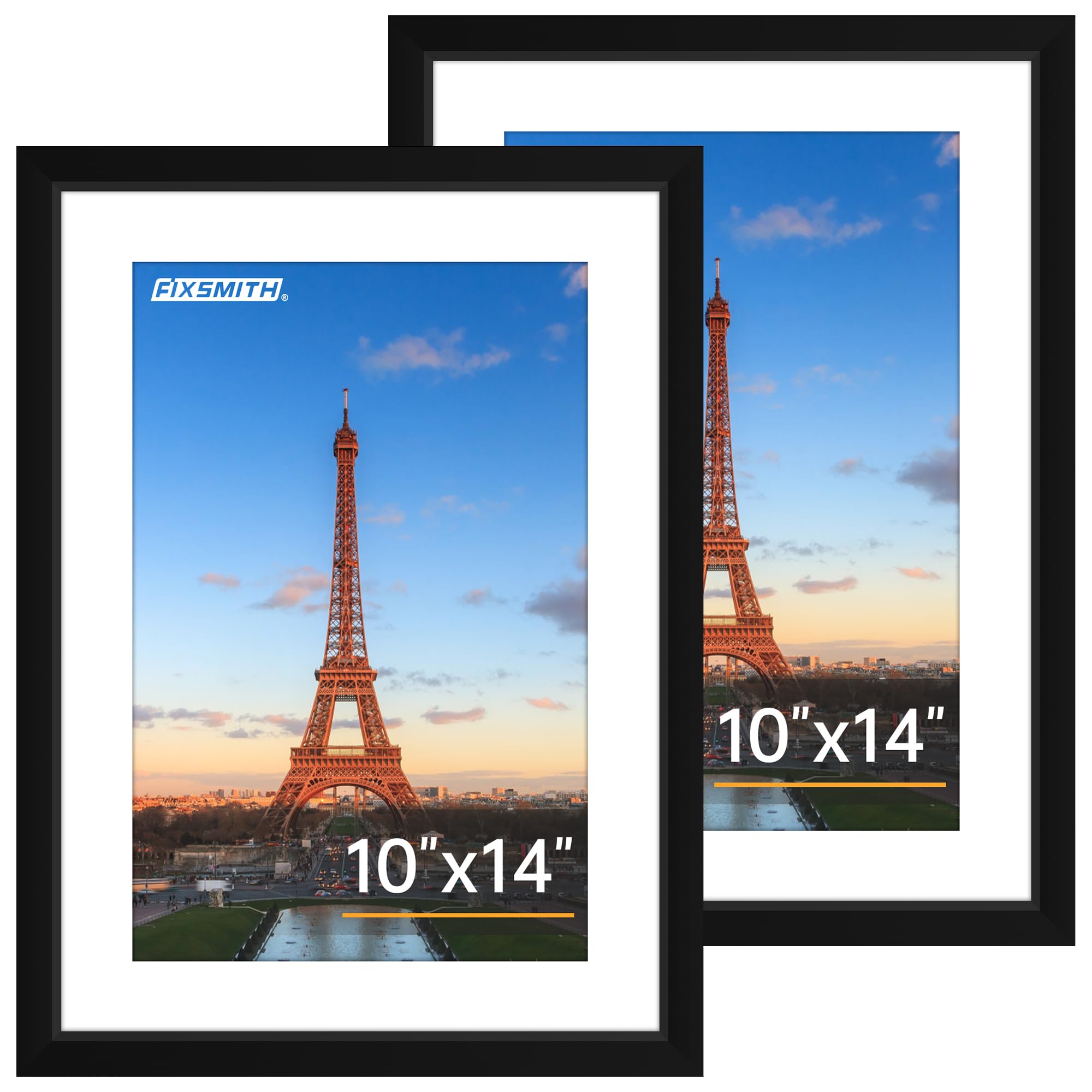 FIXSMITH 5x7 Picture Frame Set of 10, Photo Frame Bulk with HD Plexiglass, Display Pictures 4x6 with Mat or 5x7 Without Mat Multi Picture Frames Collage for Tabletop or Wall Display, Black