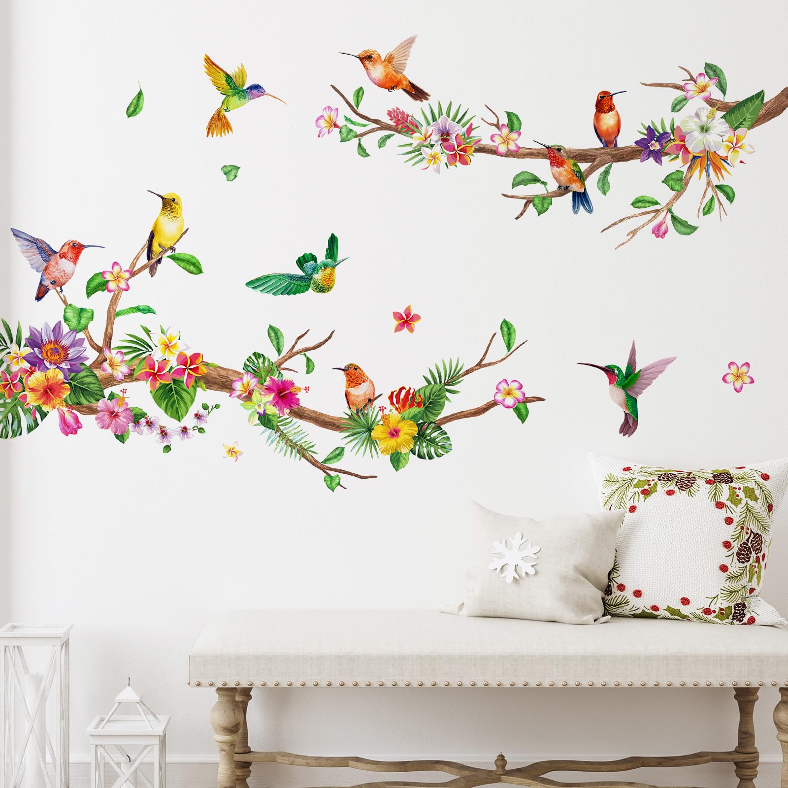 Zonon 6 Pcs Flowers Wall Decals Stickers Vinyl Removable Peel and Stick Colorful Dragonflies Floral Wall Murals Decor for Bedroom Living Room Nursery(Beautiful)