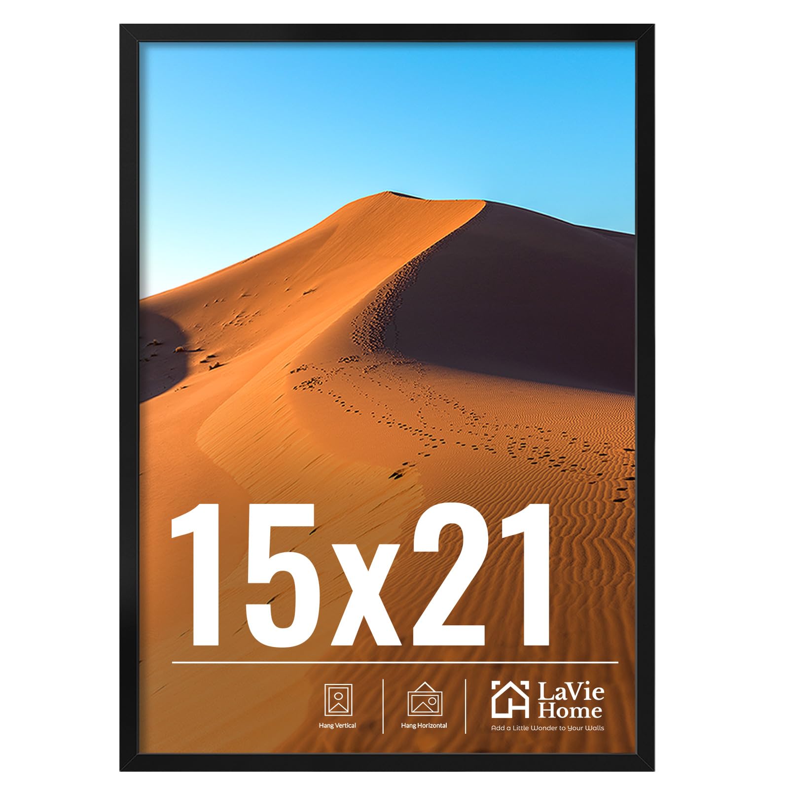 LaVie Home 11x14 Picture Frame for Wall Display, 11 x 14 Black Picture Frame with HD Plexiglas, 11 by 14 Poster Frame 1 Pack, Display Frame for Vertical or Horizontal, Classic Collection