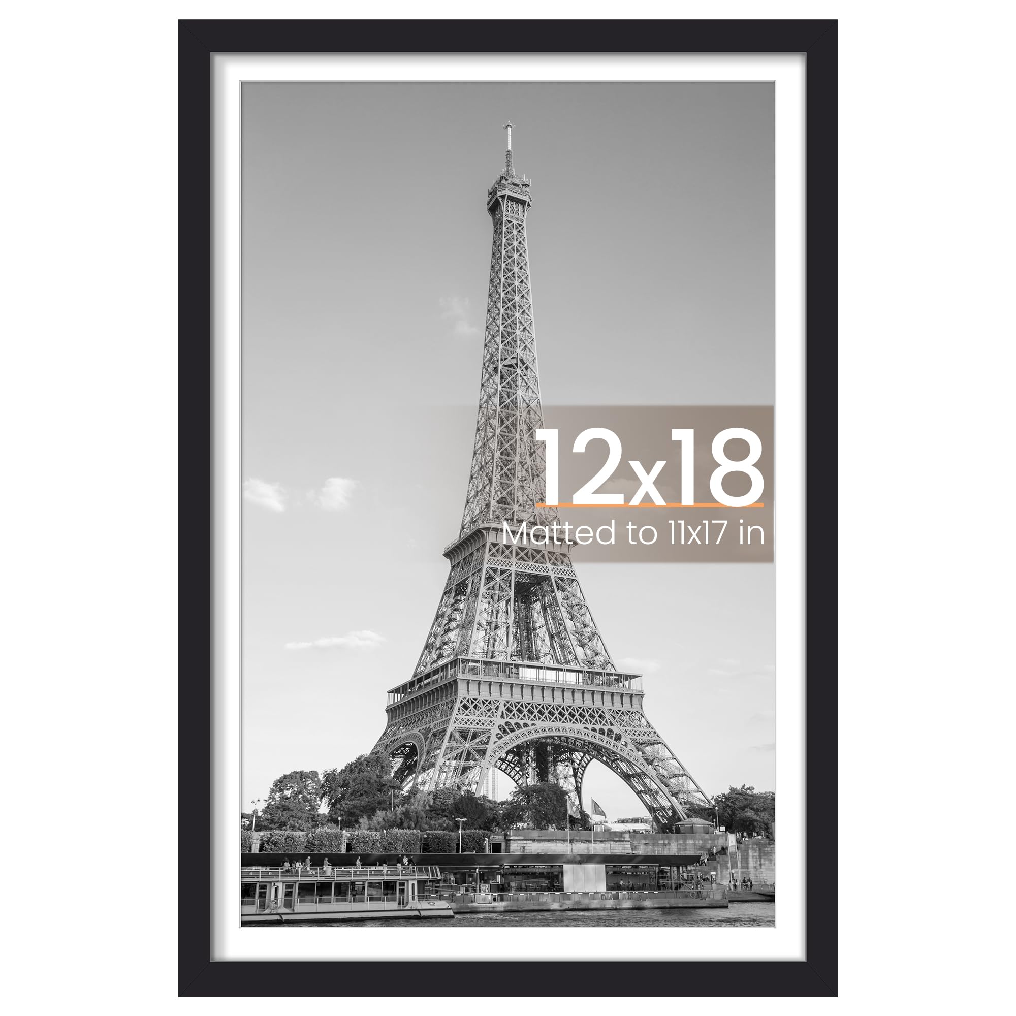 upsimples 11x17 Picture Frame, Display Pictures 9x15 with Mat or 11 x 17 Without, Wall Hanging Poster Frames, Black, 1 Pack