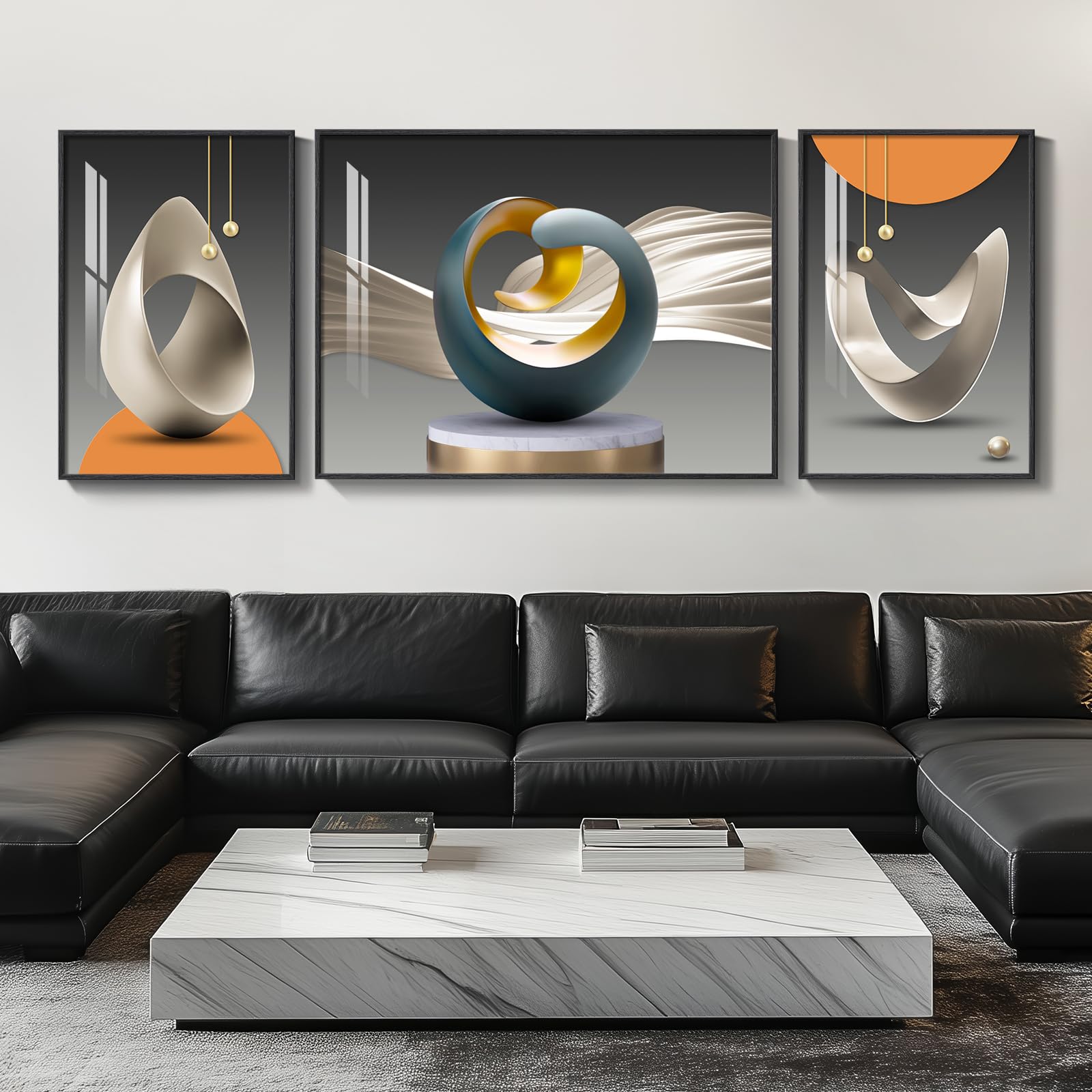 Large Framed Modern Abstract Wall Art for Living Room, Minimalist Bright Style Prints Wall Paintings Artwork for Walls, Silver Gray Contemporary Luxury Pictures for Hallway, Office Wall Decor 24x36 In