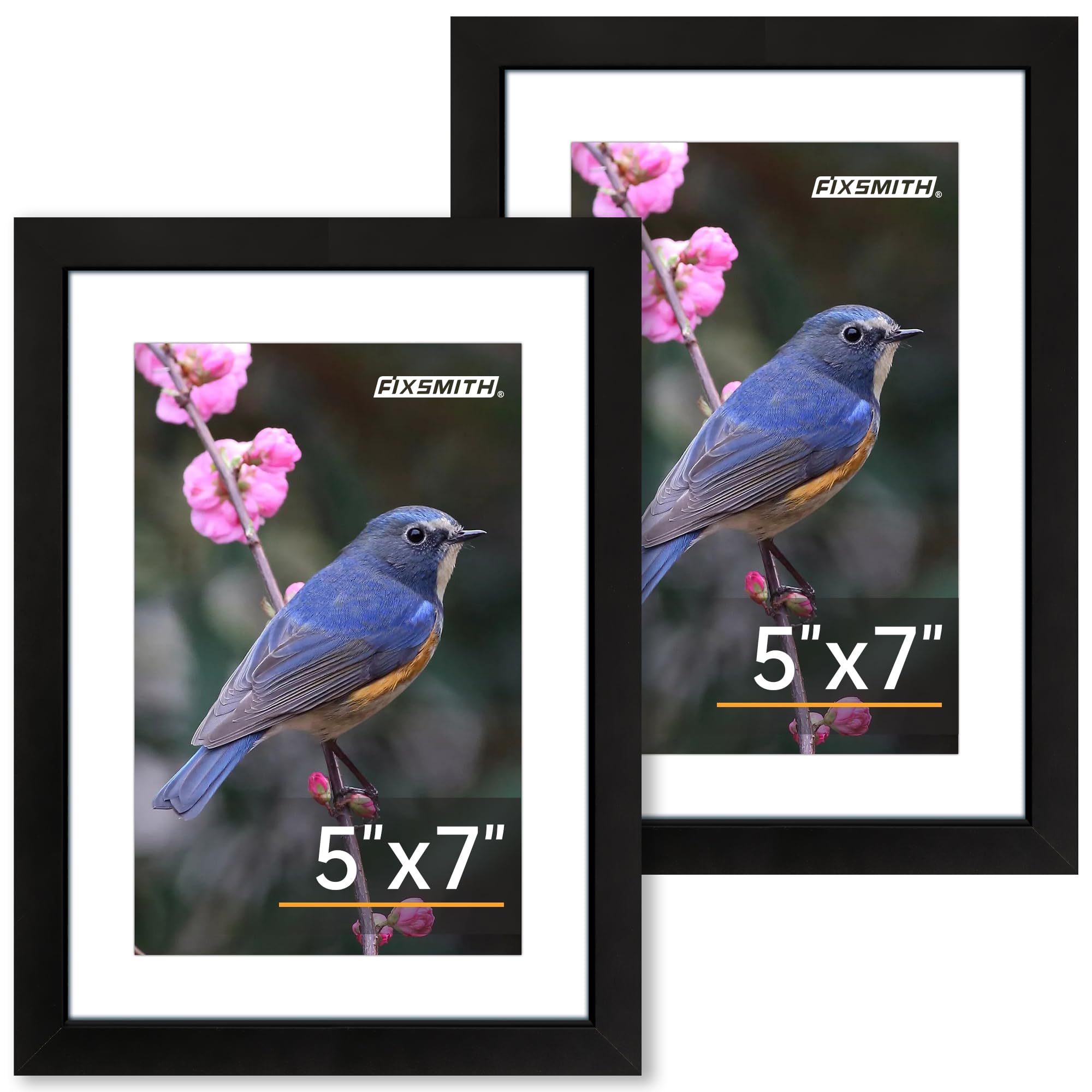FIXSMITH 5x7 Picture Frame Set of 10, Photo Frame Bulk with HD Plexiglass, Display Pictures 4x6 with Mat or 5x7 Without Mat Multi Picture Frames Collage for Tabletop or Wall Display, Black