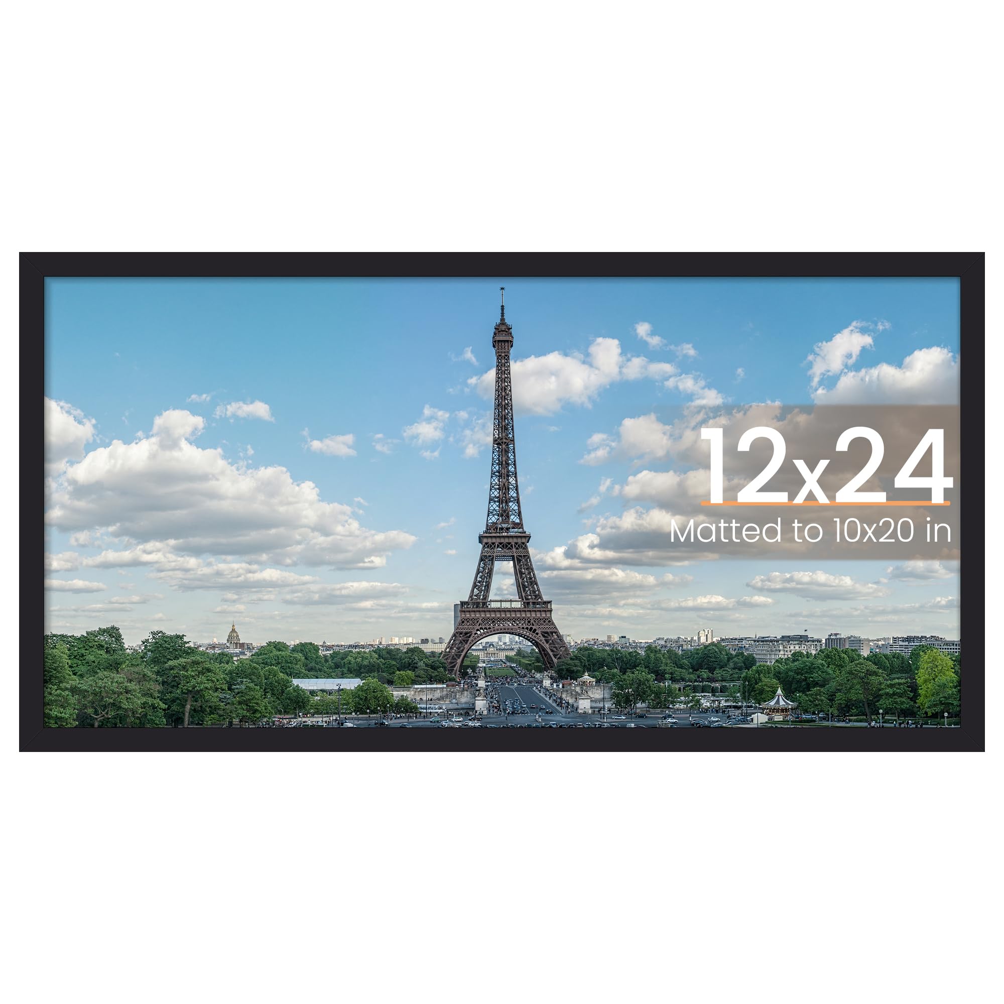 upsimples 12x16 Picture Frame, Display Pictures 8.5x11 with Mat or 12x16 Without Mat, Wall Hanging Photo Frame, Black, 1 Pack