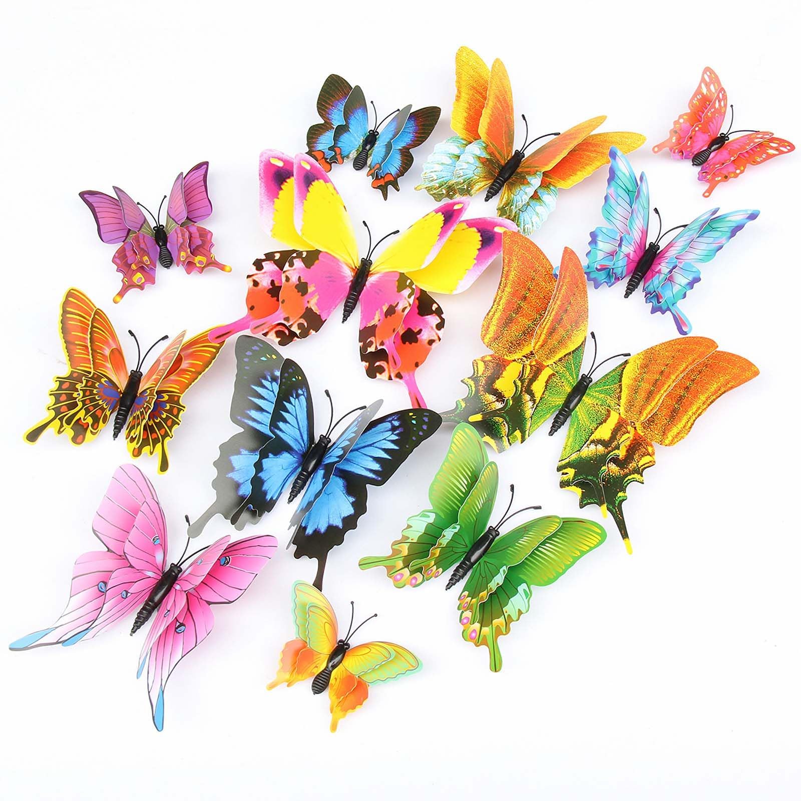 OPSEAM Butterfly Wall Decor 24/48 PCS, 3D Butterflies Stickers for Party Decorations with Magnets(Colorful, 24)