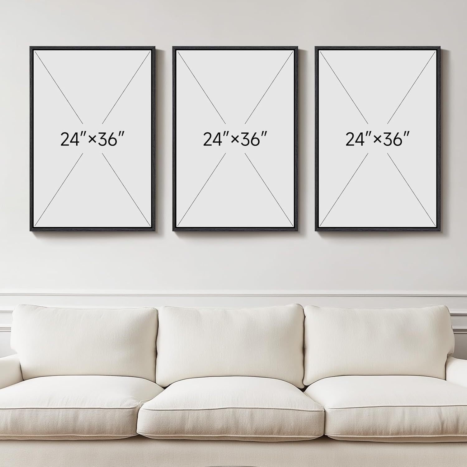 Large Framed Modern Abstract Wall Art for Living Room, Minimalist Bright Style Prints Wall Paintings Artwork for Walls, Silver Gray Contemporary Luxury Pictures for Hallway, Office Wall Decor 24x36 In