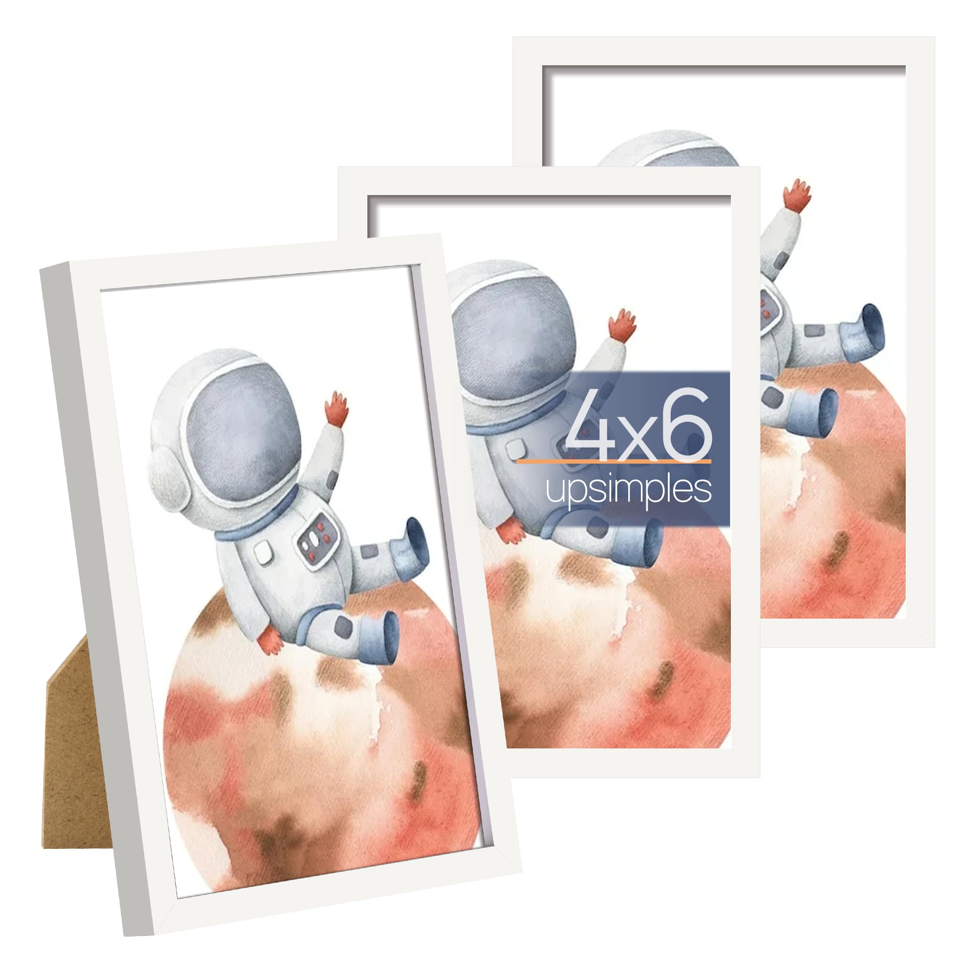 upsimples 5x7 Picture Frame Set of 3, Made of High Definition Glass for 5 x 7 Black Frames, Wall and Tabletop Display Thin Border Photo Frame for Home Décor