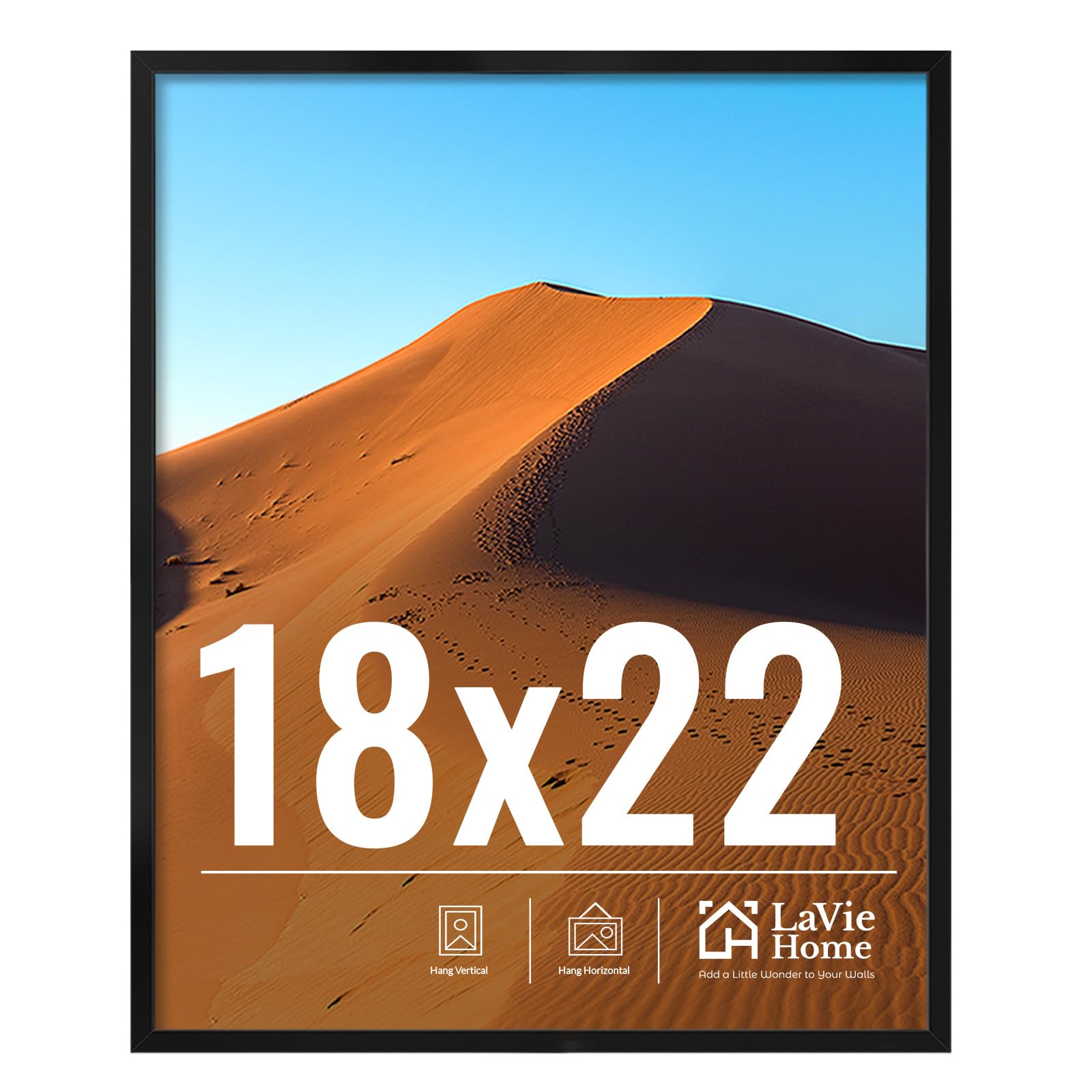 LaVie Home 11x14 Picture Frame for Wall Display, 11 x 14 Black Picture Frame with HD Plexiglas, 11 by 14 Poster Frame 1 Pack, Display Frame for Vertical or Horizontal, Classic Collection