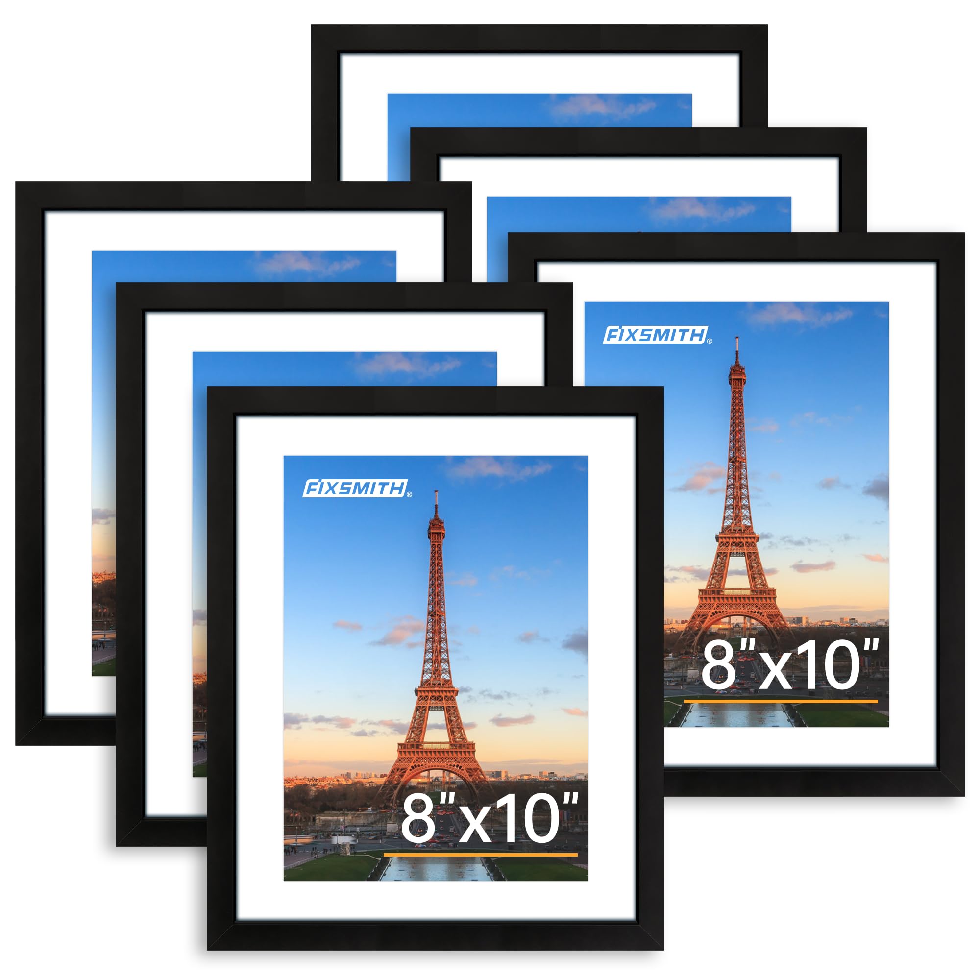 FIXSMITH 5x7 Picture Frame Set of 10, Photo Frame Bulk with HD Plexiglass, Display Pictures 4x6 with Mat or 5x7 Without Mat Multi Picture Frames Collage for Tabletop or Wall Display, Black