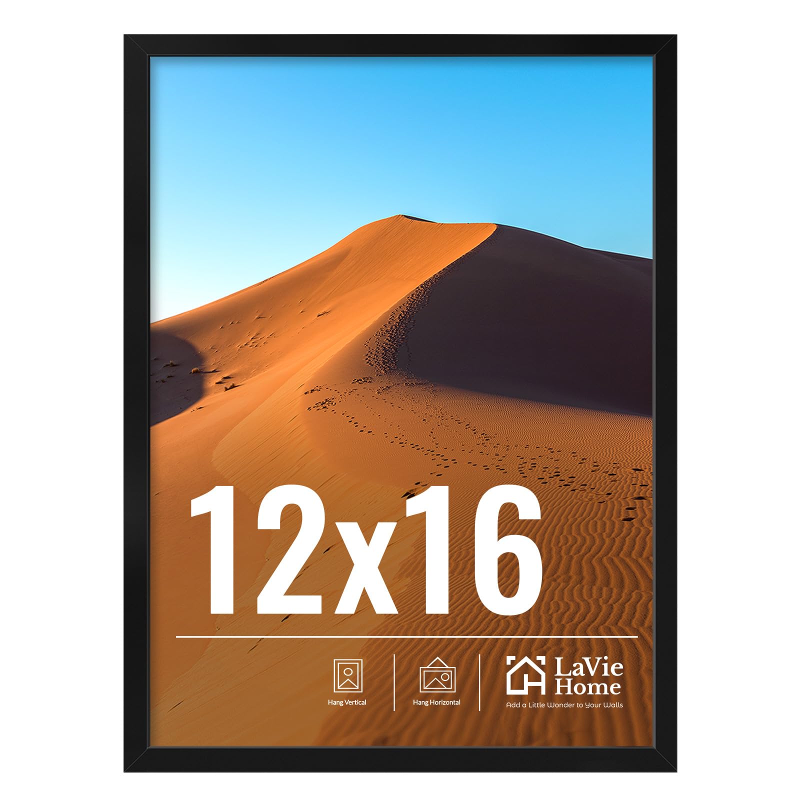 LaVie Home 11x14 Picture Frame for Wall Display, 11 x 14 Black Picture Frame with HD Plexiglas, 11 by 14 Poster Frame 1 Pack, Display Frame for Vertical or Horizontal, Classic Collection