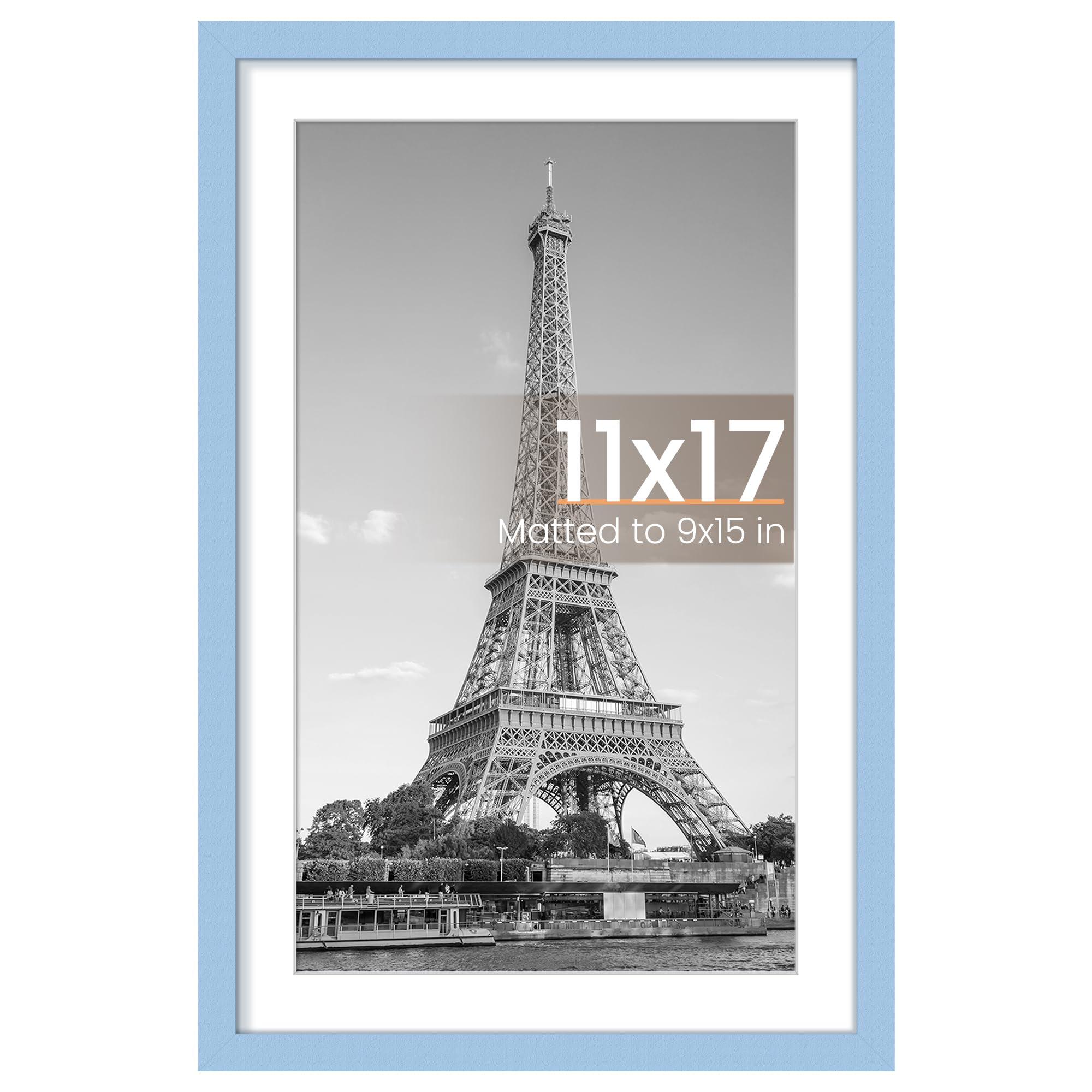 upsimples 11x17 Picture Frame, Display Pictures 9x15 with Mat or 11 x 17 Without, Wall Hanging Poster Frames, Black, 1 Pack