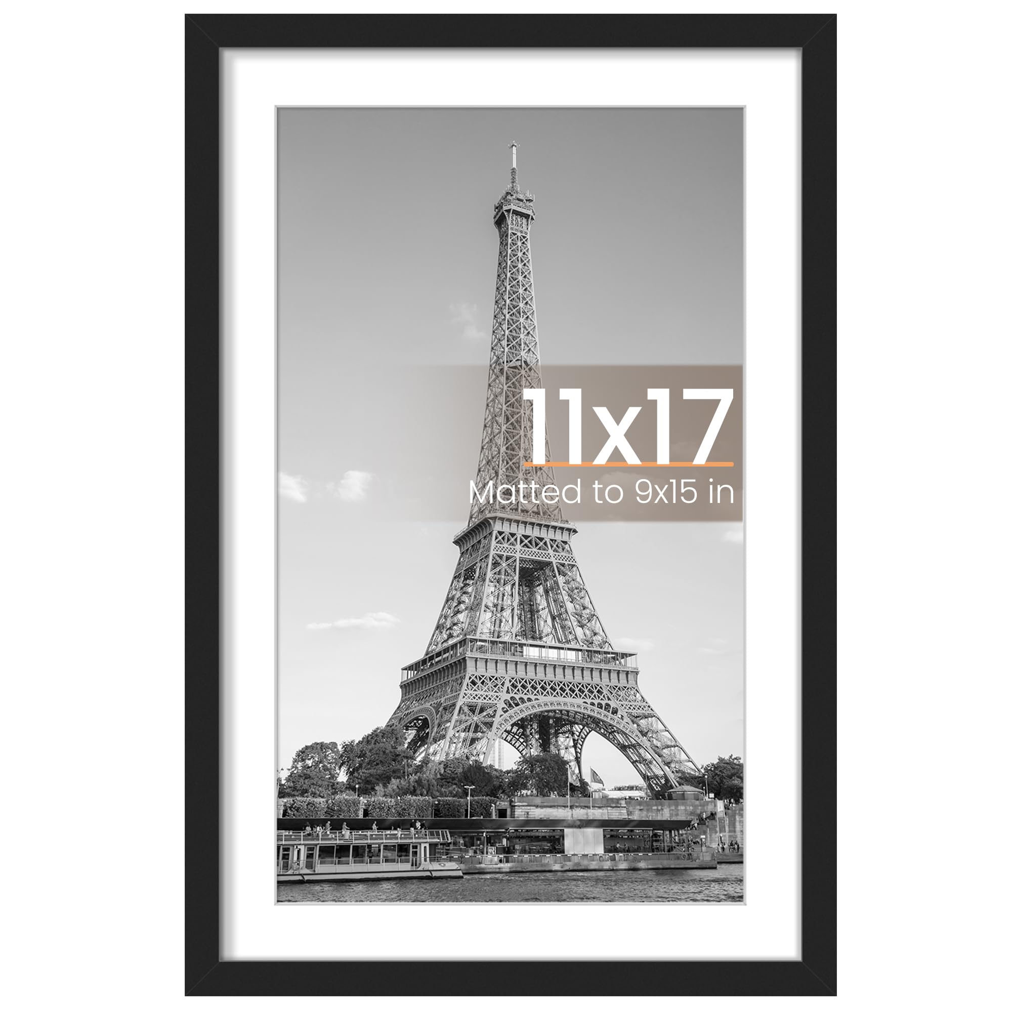 upsimples 12x16 Picture Frame, Display Pictures 8.5x11 with Mat or 12x16 Without Mat, Wall Hanging Photo Frame, Black, 1 Pack