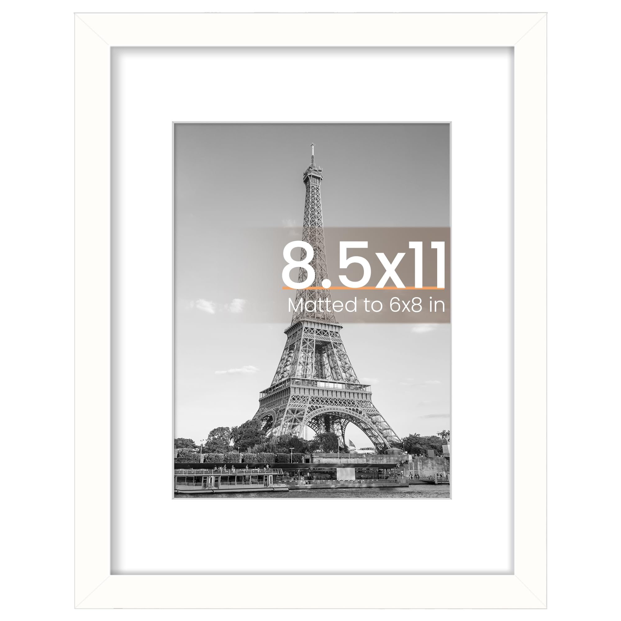 upsimples 8x10 Picture Frame, Display Pictures 5x7 with Mat or 8x10 Without Mat, Wall Hanging Photo Frame, Black, 1 Pack