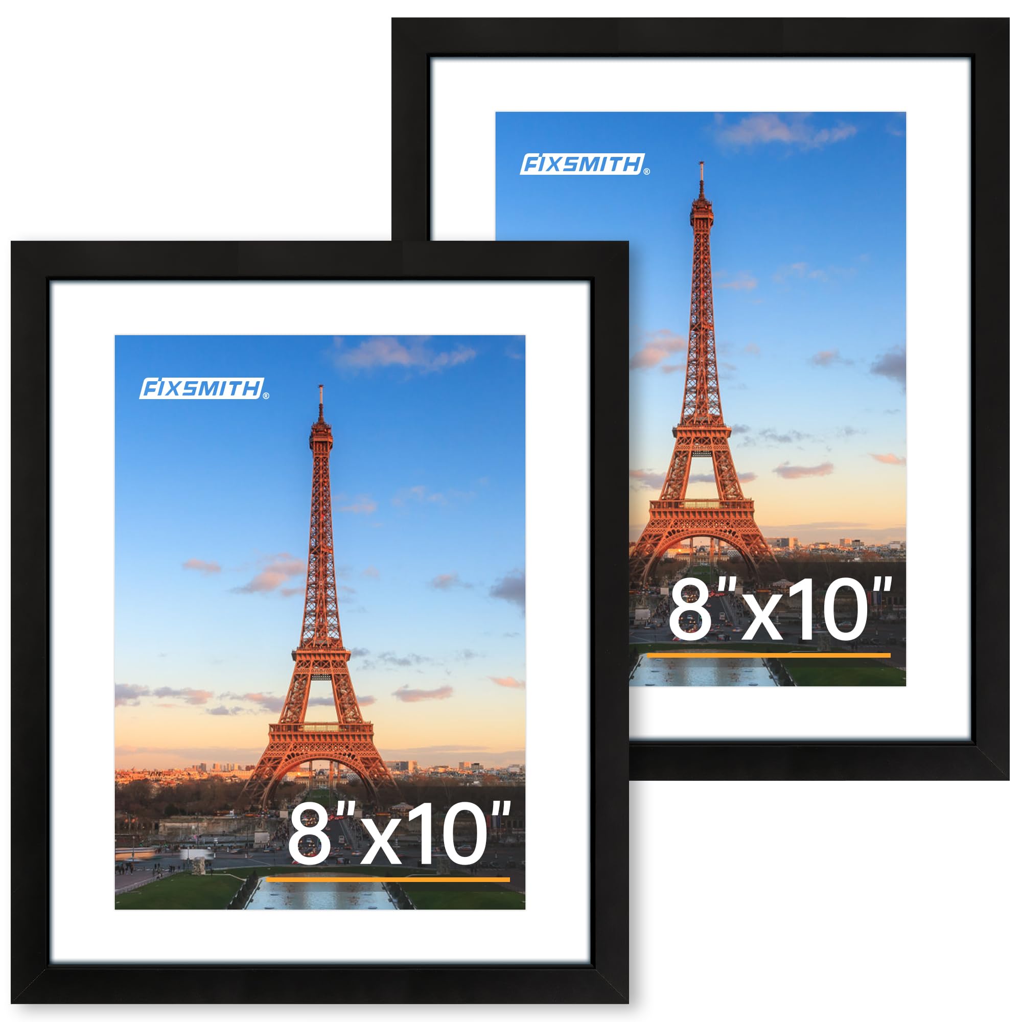 FIXSMITH 5x7 Picture Frame Set of 10, Photo Frame Bulk with HD Plexiglass, Display Pictures 4x6 with Mat or 5x7 Without Mat Multi Picture Frames Collage for Tabletop or Wall Display, Black