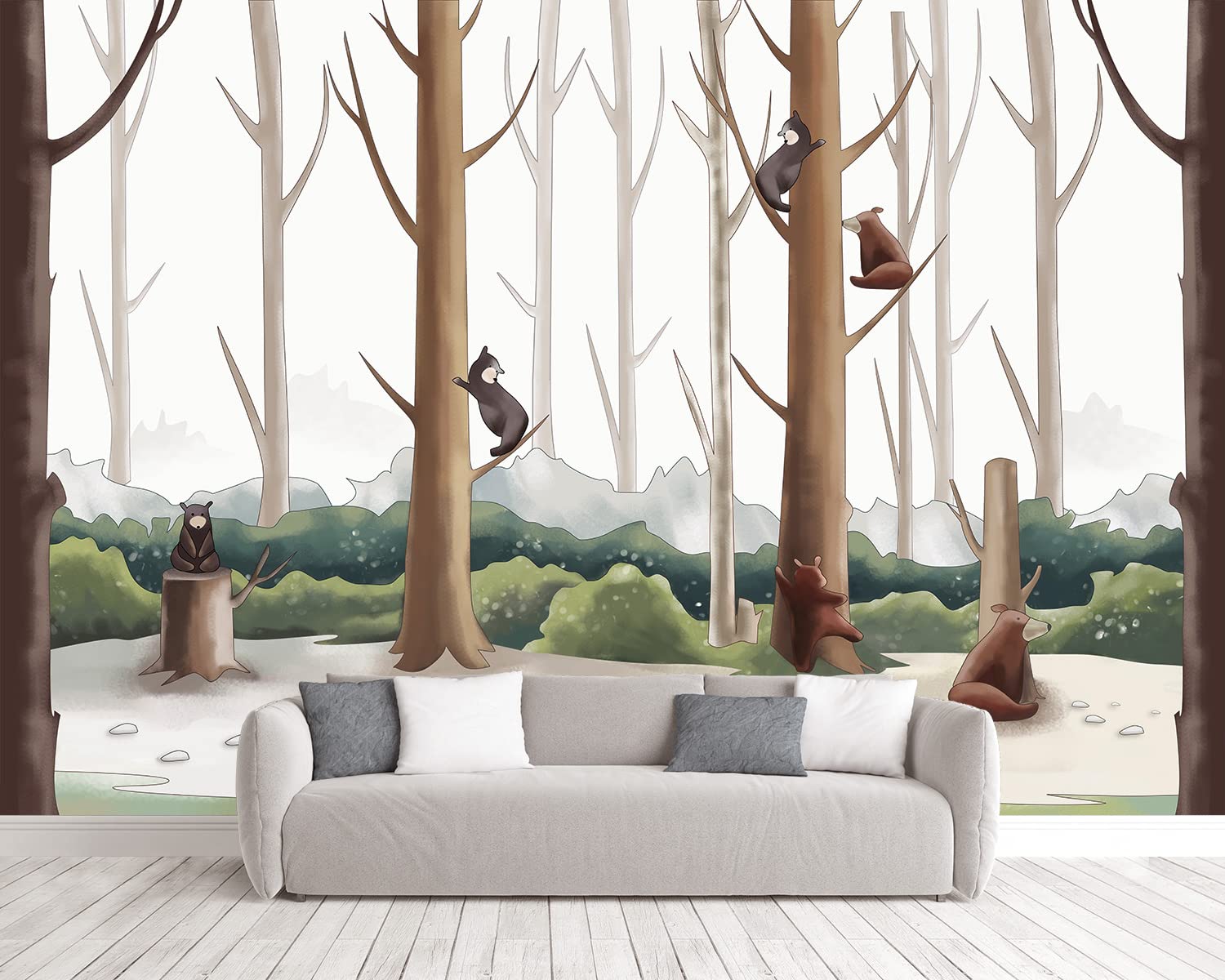 Brooklyn Bridge City View Mural Living Room couches Extra Large wall murals new york Cities Wallpaper Bedroom California Picture Landscape - 108"x75"（It's not Peel and Stick.）