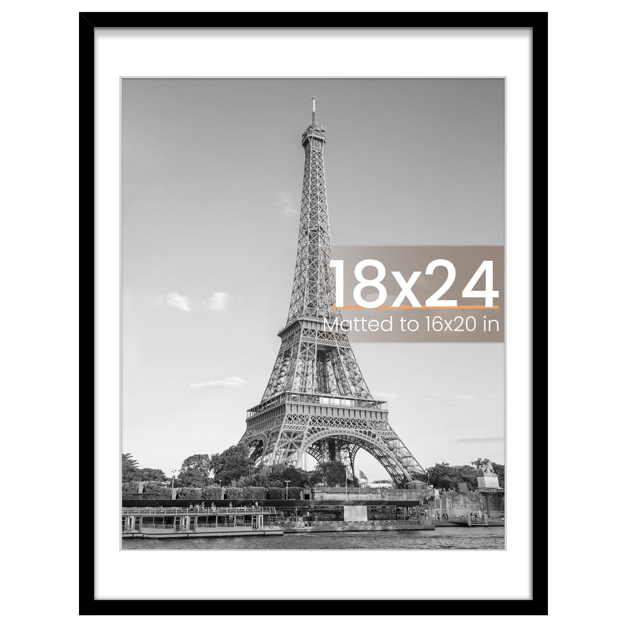 upsimples 11x17 Picture Frame, Display Pictures 9x15 with Mat or 11 x 17 Without, Wall Hanging Poster Frames, Black, 1 Pack