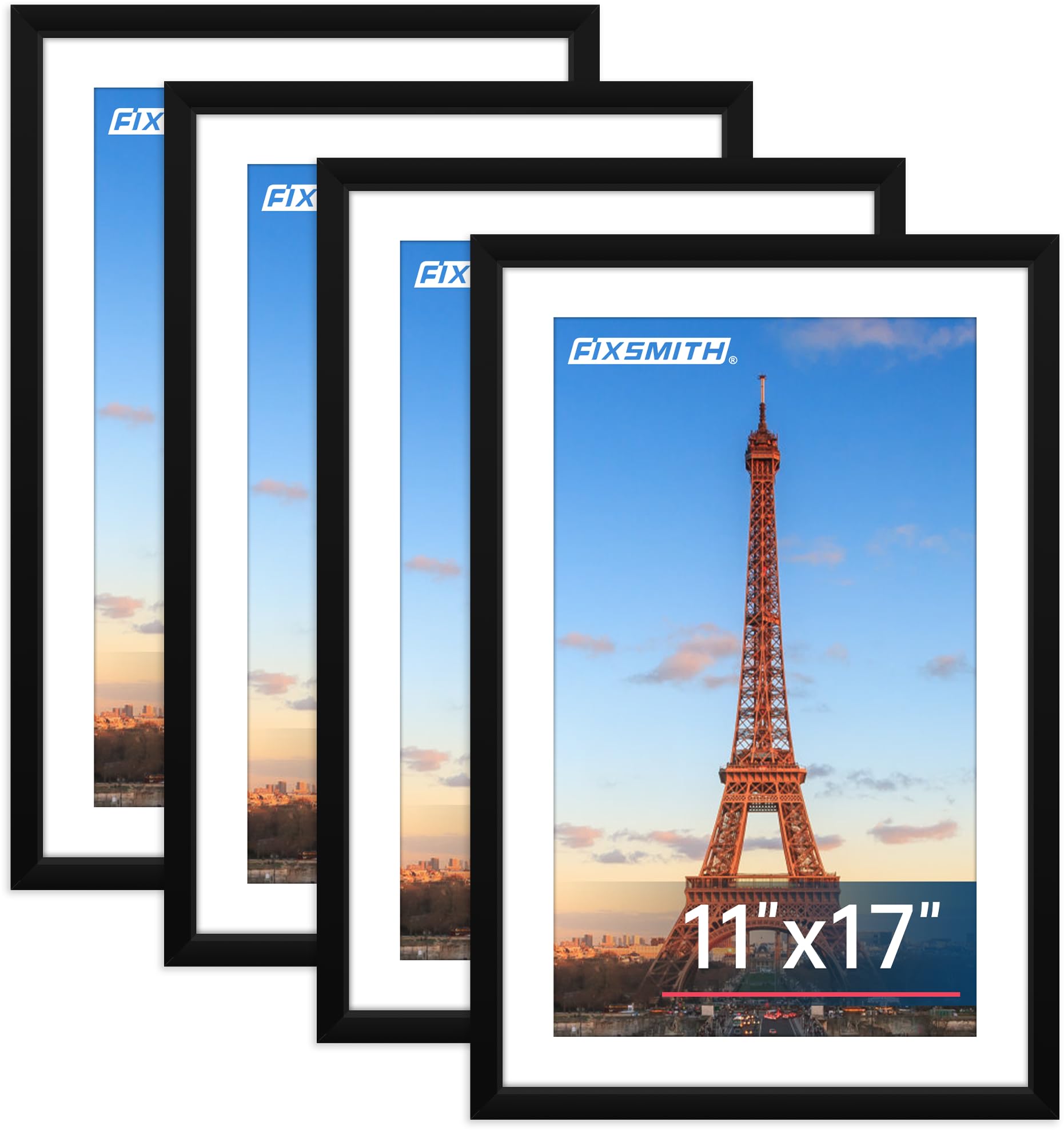 FIXSMITH 5x7 Picture Frame Set of 10, Photo Frame Bulk with HD Plexiglass, Display Pictures 4x6 with Mat or 5x7 Without Mat Multi Picture Frames Collage for Tabletop or Wall Display, Black