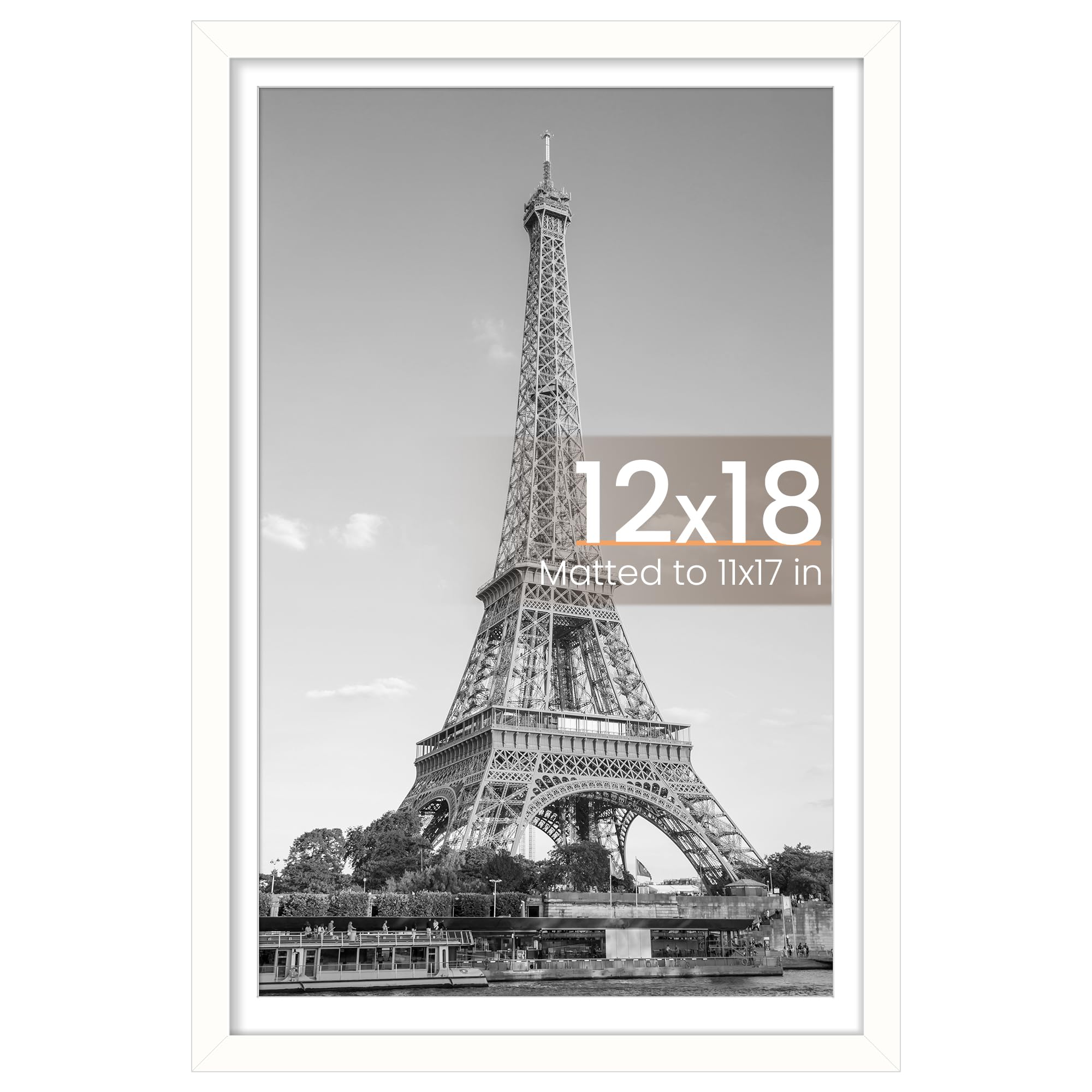 upsimples 12x16 Picture Frame, Display Pictures 8.5x11 with Mat or 12x16 Without Mat, Wall Hanging Photo Frame, Black, 1 Pack
