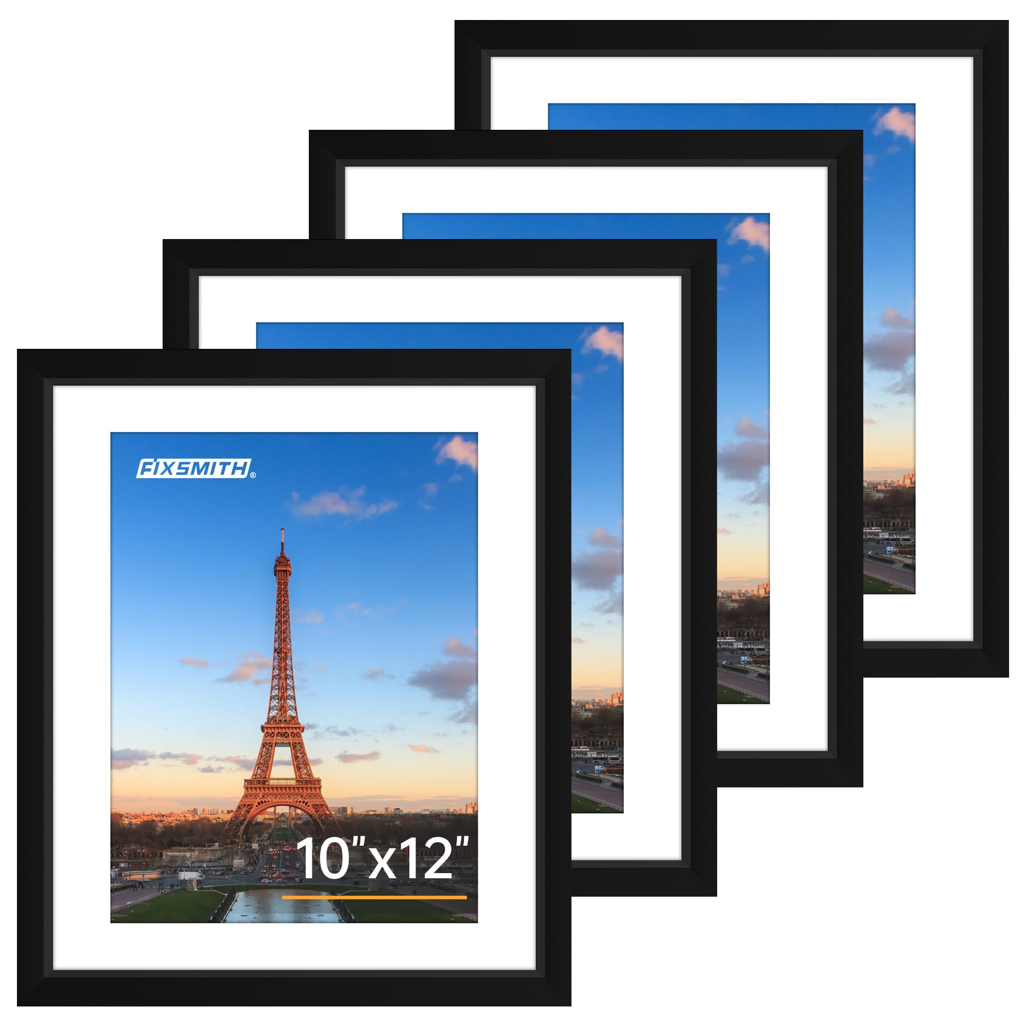 FIXSMITH 5x7 Picture Frame Set of 10, Photo Frame Bulk with HD Plexiglass, Display Pictures 4x6 with Mat or 5x7 Without Mat Multi Picture Frames Collage for Tabletop or Wall Display, Black