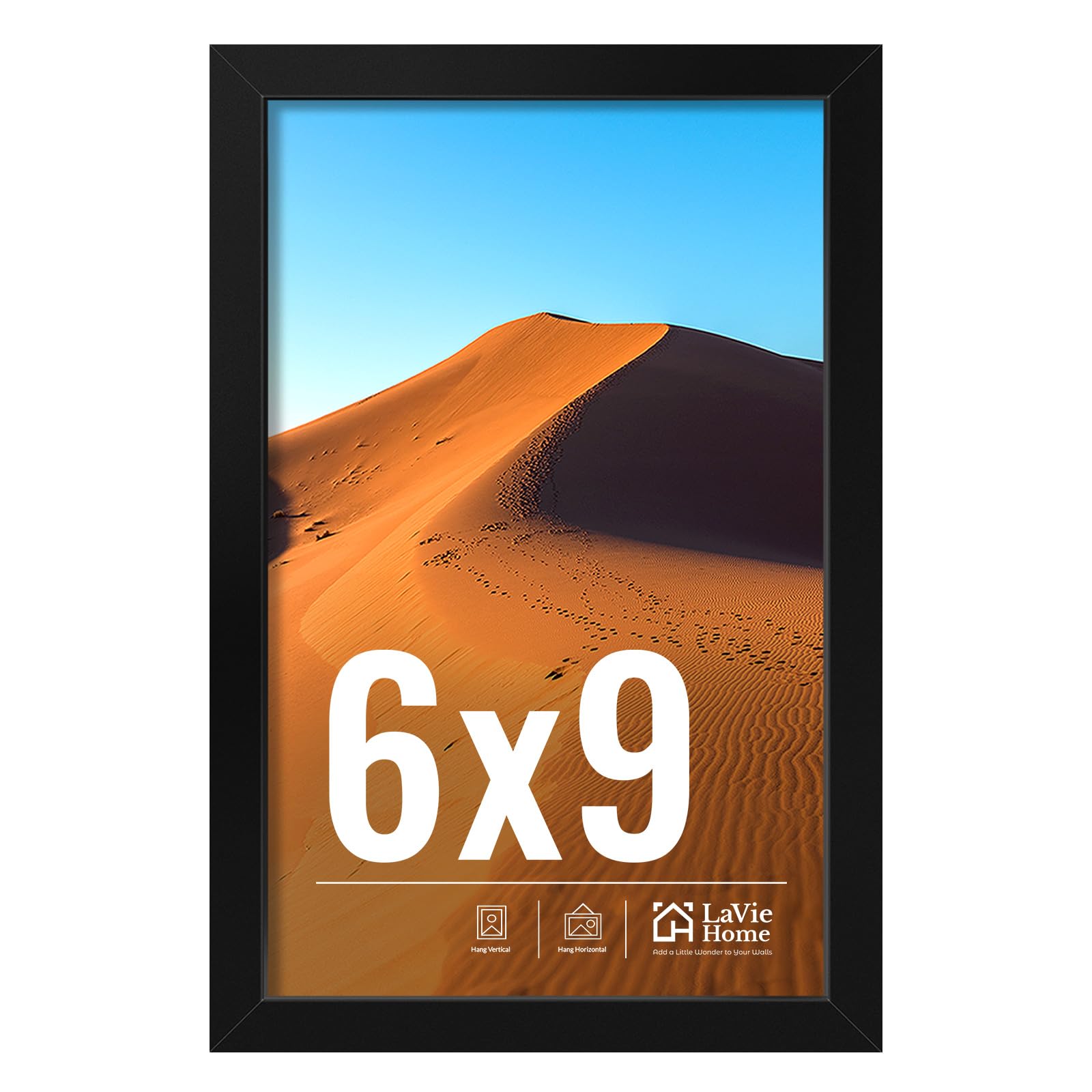 LaVie Home 11x14 Picture Frame for Wall Display, 11 x 14 Black Picture Frame with HD Plexiglas, 11 by 14 Poster Frame 1 Pack, Display Frame for Vertical or Horizontal, Classic Collection