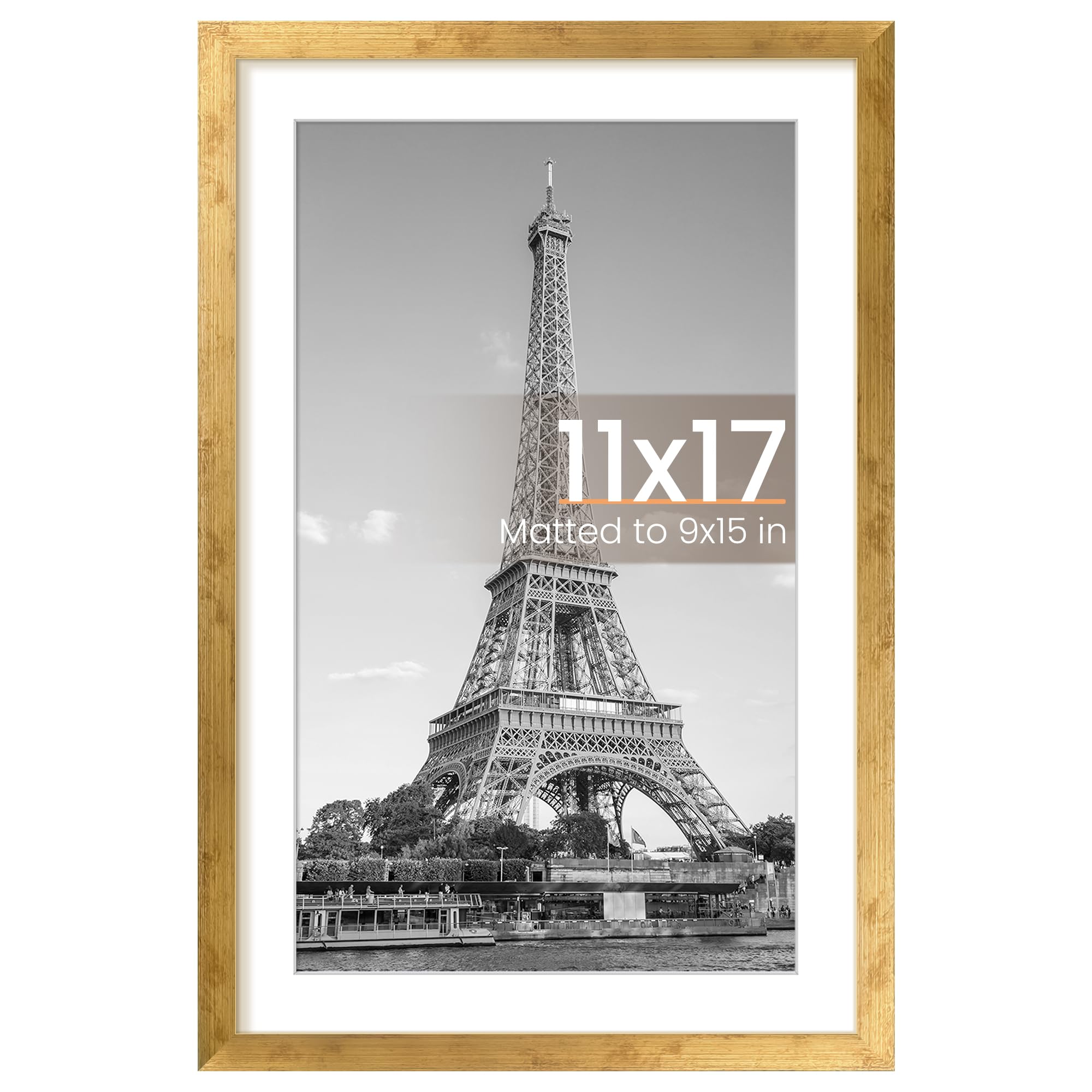 upsimples 11x17 Picture Frame, Display Pictures 9x15 with Mat or 11 x 17 Without, Wall Hanging Poster Frames, Black, 1 Pack