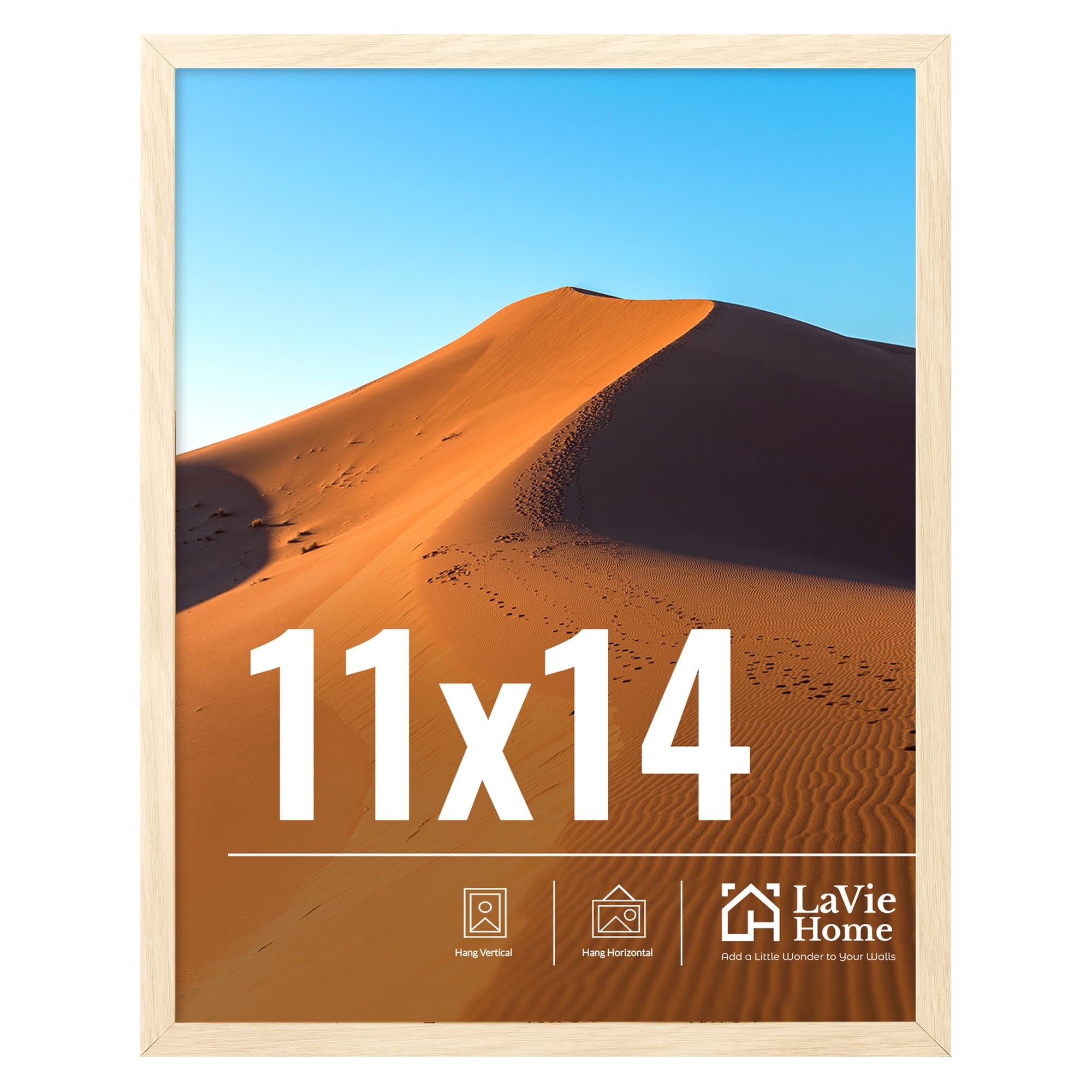 LaVie Home 11x14 Picture Frame for Wall Display, 11 x 14 Black Picture Frame with HD Plexiglas, 11 by 14 Poster Frame 1 Pack, Display Frame for Vertical or Horizontal, Classic Collection