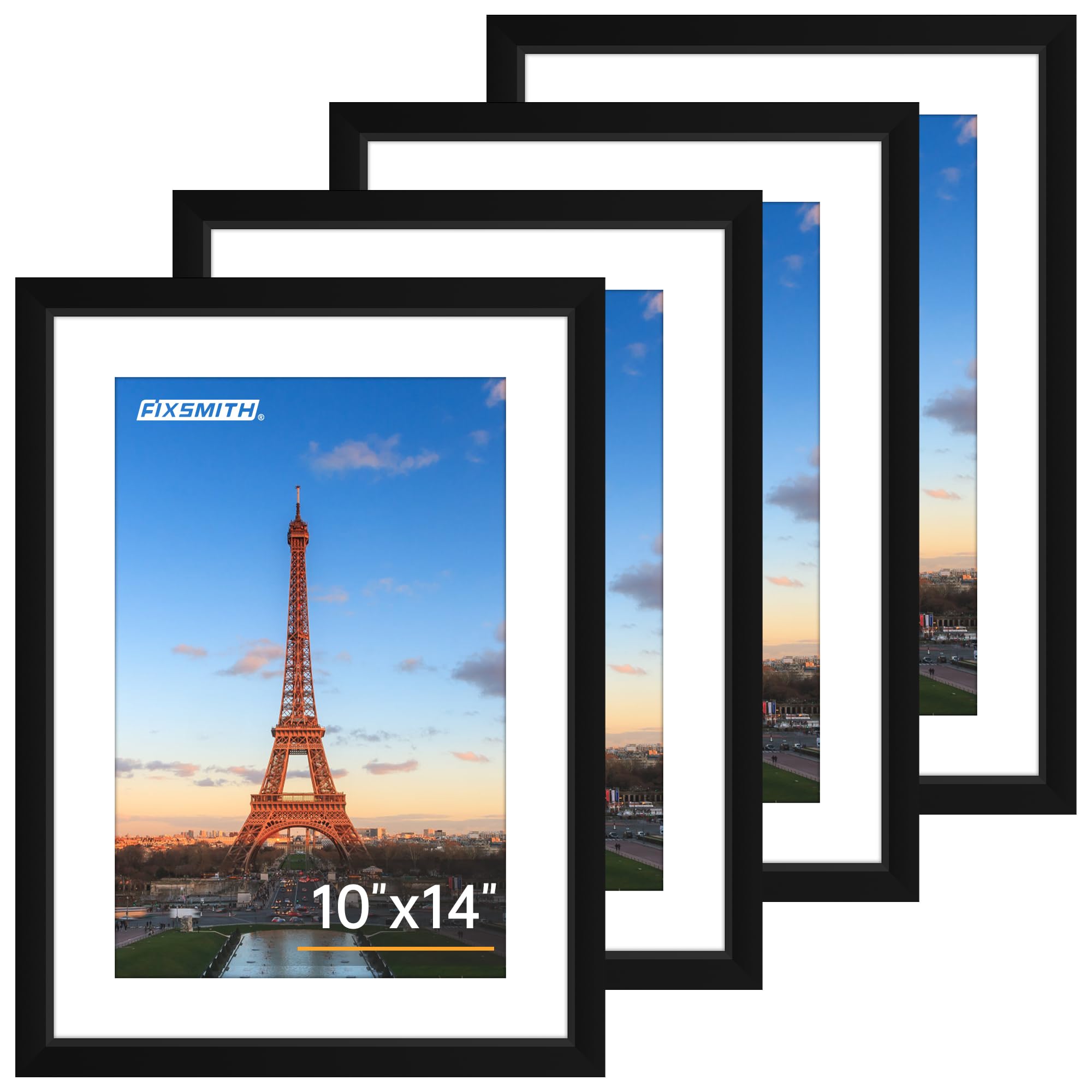 FIXSMITH 5x7 Picture Frame Set of 10, Photo Frame Bulk with HD Plexiglass, Display Pictures 4x6 with Mat or 5x7 Without Mat Multi Picture Frames Collage for Tabletop or Wall Display, Black