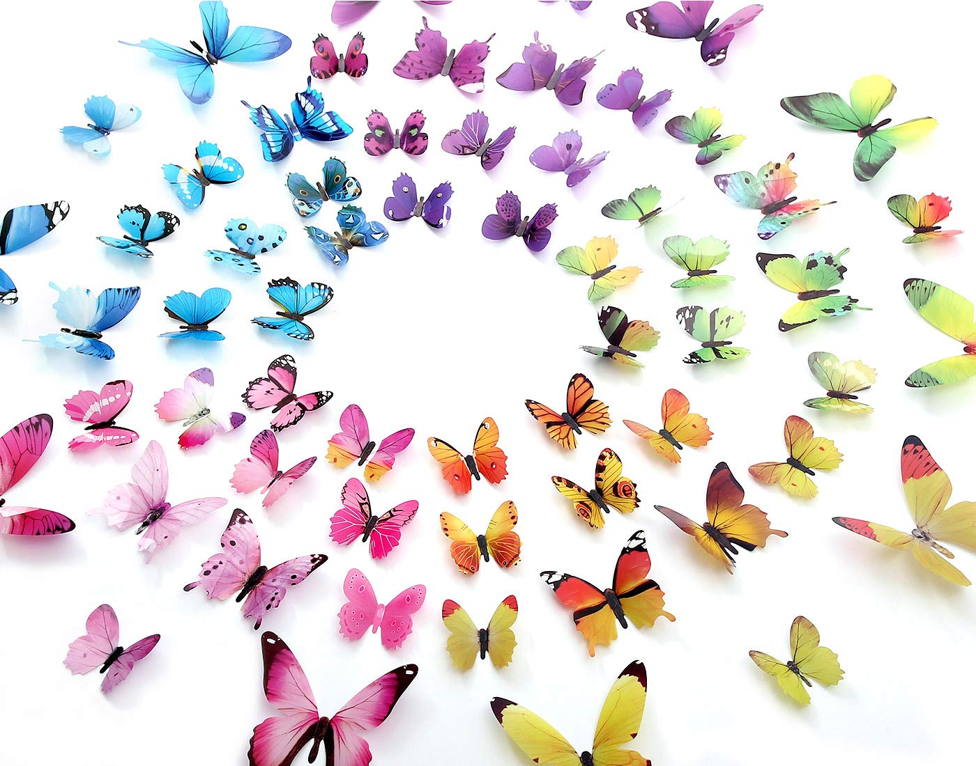 80pcs Butterfly Wall Decor - Plastic Butterflies Wings Foldable Removable Waterproof Reusable Mural Wall Stickers for Home Room Bedroom Party Wedding Christmas Decorations