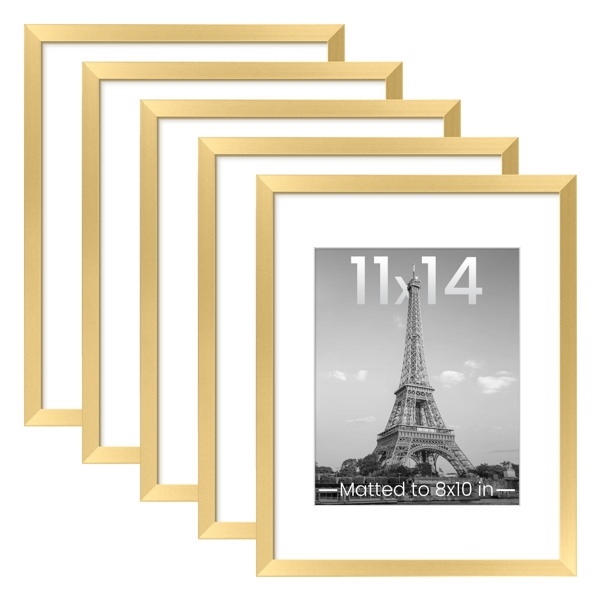 upsimples 8x10 Picture Frame Set of 5, Display Pictures 5x7 with Mat or 8 x 10 Without, Wall Gallery Photo Frames, Black