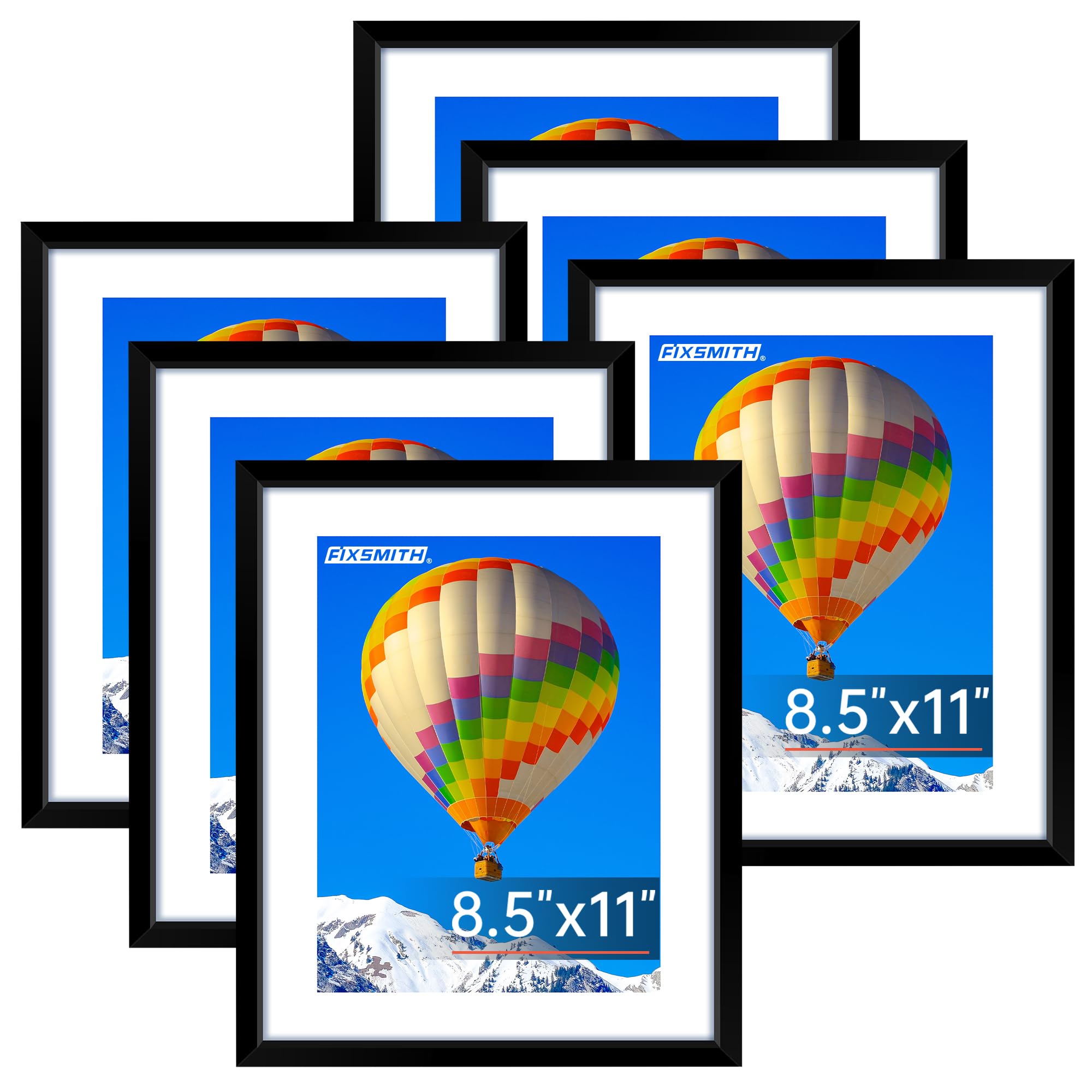 FIXSMITH 5x7 Picture Frame Set of 10, Photo Frame Bulk with HD Plexiglass, Display Pictures 4x6 with Mat or 5x7 Without Mat Multi Picture Frames Collage for Tabletop or Wall Display, Black