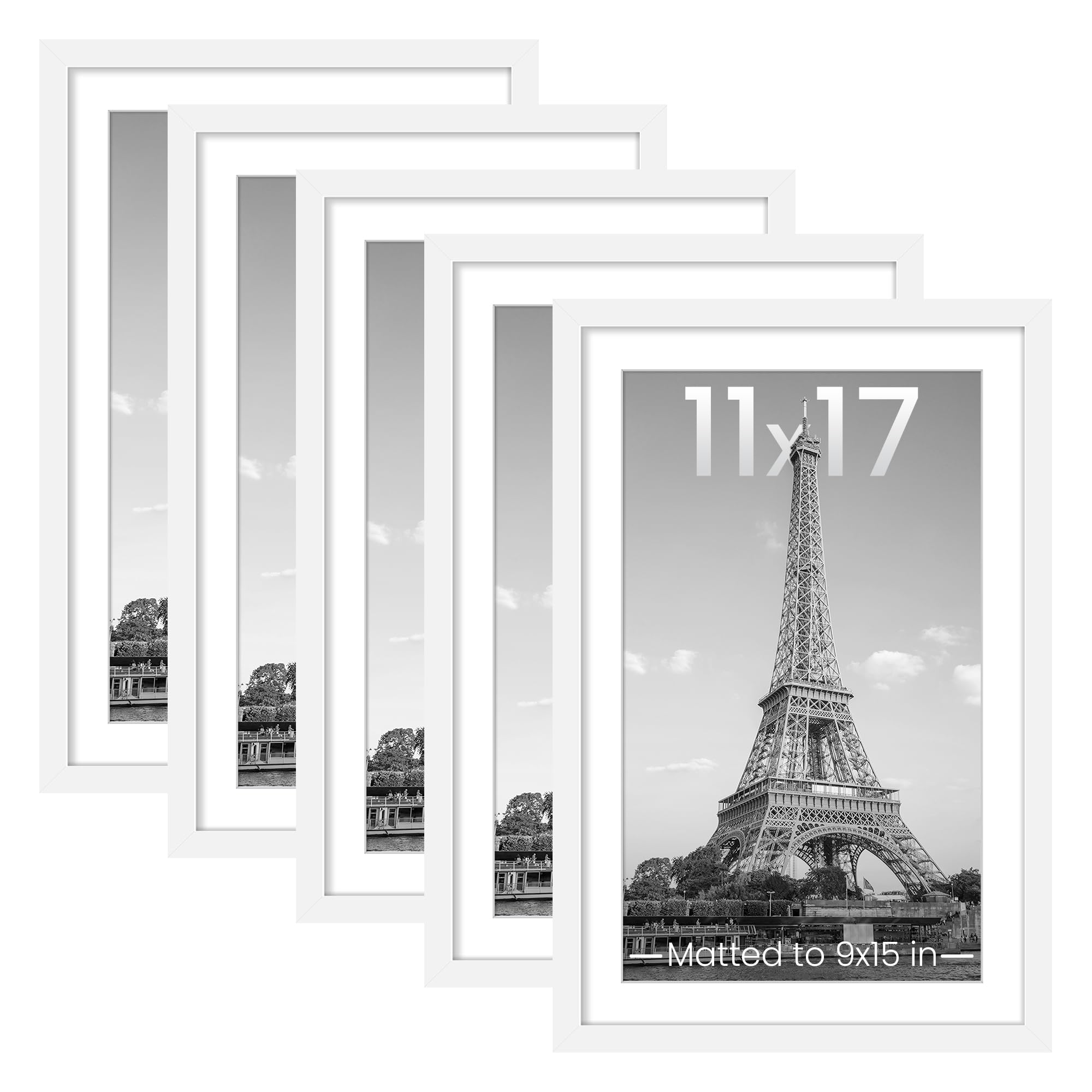 upsimples 8x10 Picture Frame Set of 5, Display Pictures 5x7 with Mat or 8 x 10 Without, Wall Gallery Photo Frames, Black