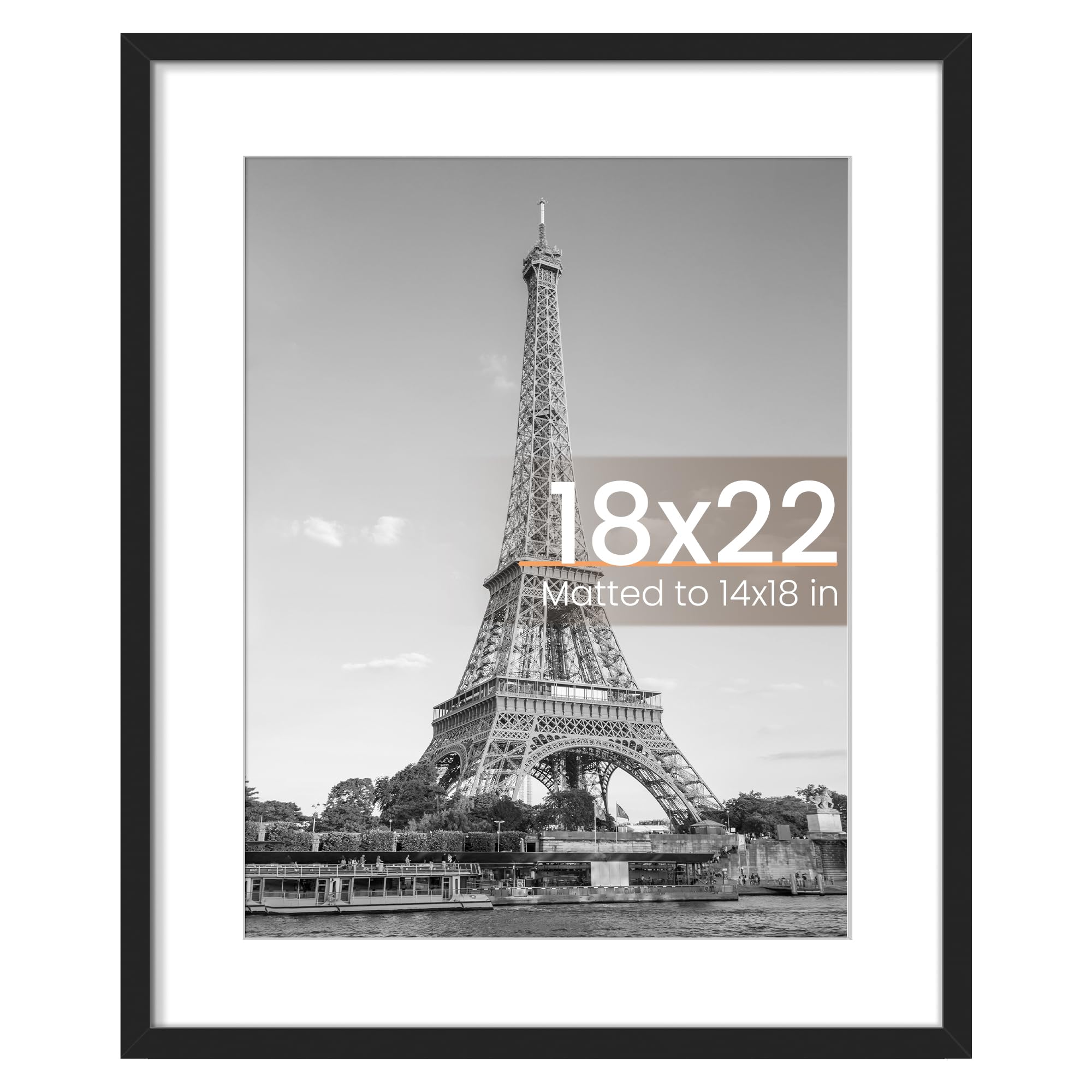 upsimples 12x16 Picture Frame, Display Pictures 8.5x11 with Mat or 12x16 Without Mat, Wall Hanging Photo Frame, Black, 1 Pack