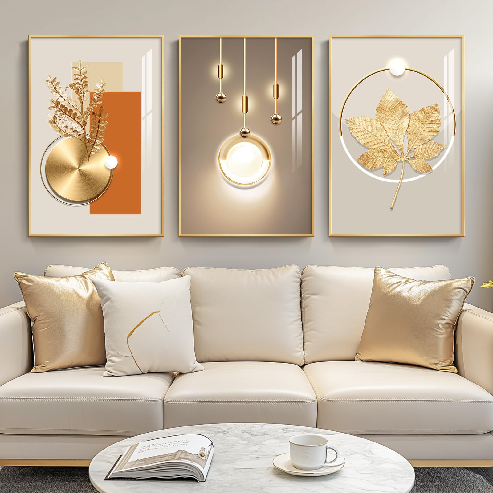 Large Framed Modern Abstract Wall Art for Living Room, Minimalist Bright Style Prints Wall Paintings Artwork for Walls, Silver Gray Contemporary Luxury Pictures for Hallway, Office Wall Decor 24x36 In