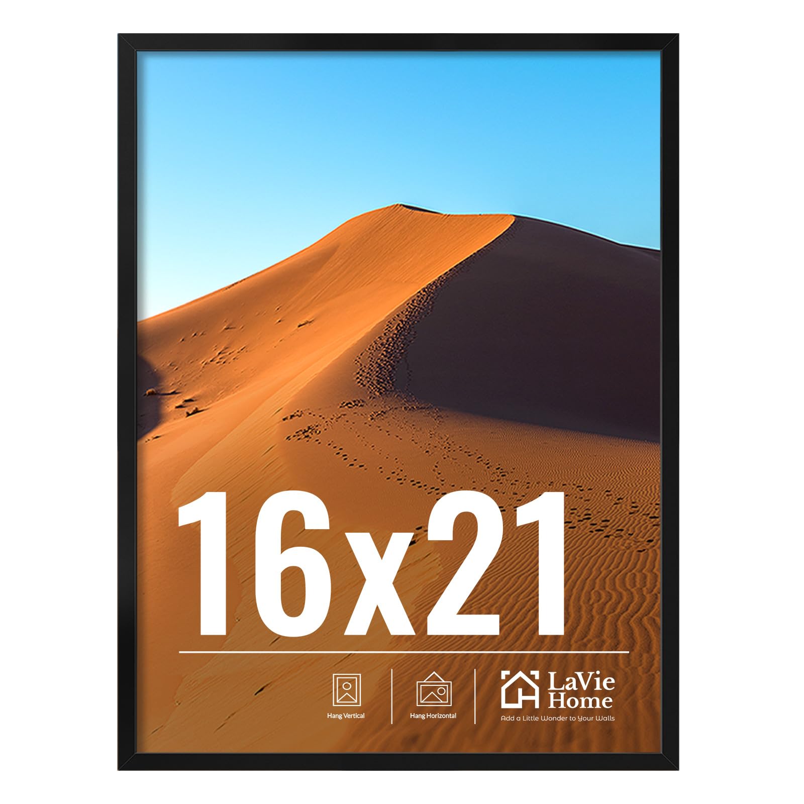 LaVie Home 11x14 Picture Frame for Wall Display, 11 x 14 Black Picture Frame with HD Plexiglas, 11 by 14 Poster Frame 1 Pack, Display Frame for Vertical or Horizontal, Classic Collection