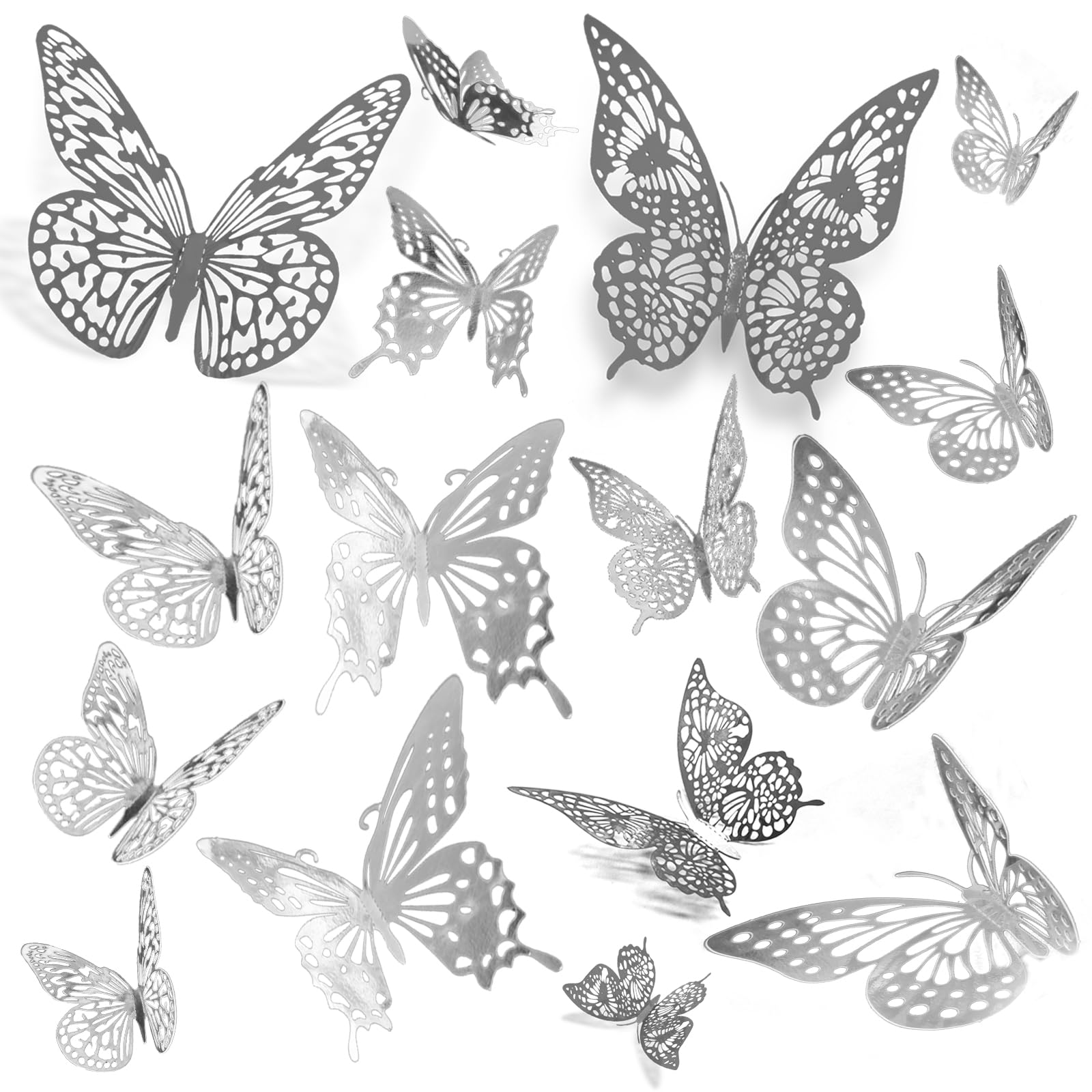 JOSDIOX 3D Butterfly Wall Decor Sticker -48 Pcs, 4 Styles, 3 Sizes Gold Butterflies Decoration for Party, Birthday & Wedding Celebrations, Cake Decorating, Balloons, Removable Stickers.