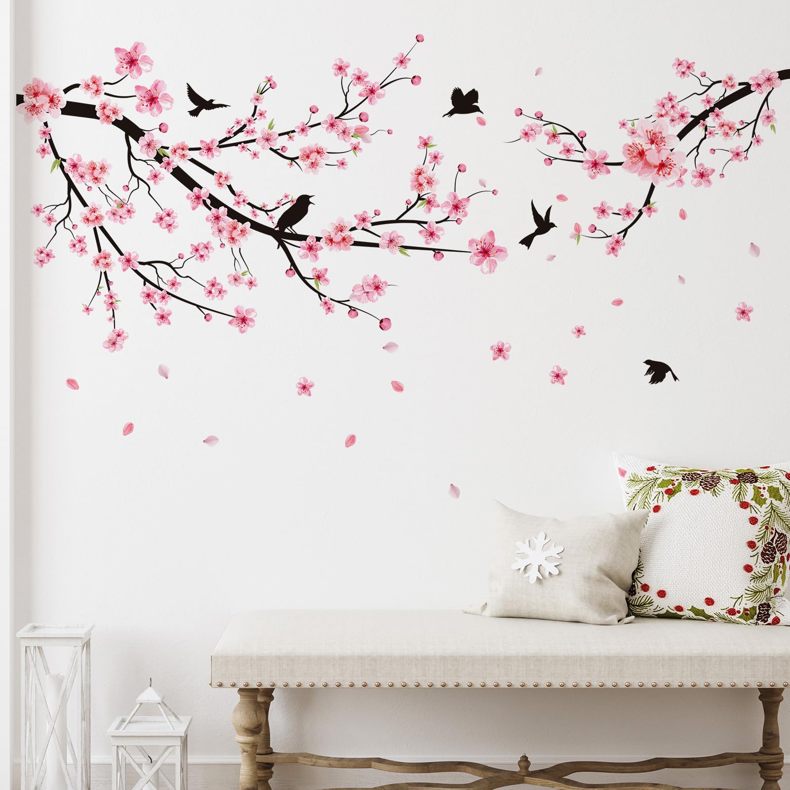 Zonon 6 Pcs Flowers Wall Decals Stickers Vinyl Removable Peel and Stick Colorful Dragonflies Floral Wall Murals Decor for Bedroom Living Room Nursery(Beautiful)