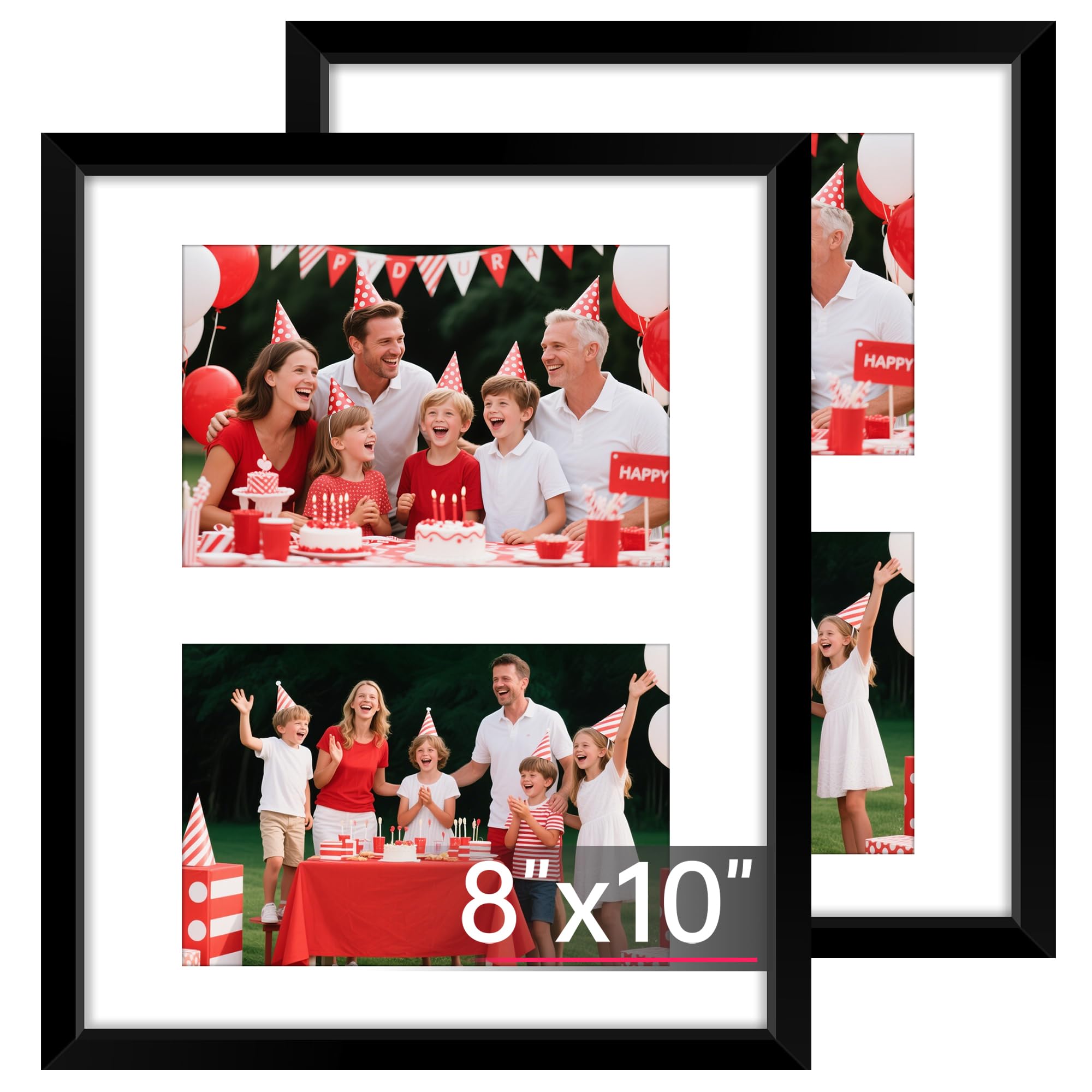 FIXSMITH 5x7 Picture Frame Set of 10, Photo Frame Bulk with HD Plexiglass, Display Pictures 4x6 with Mat or 5x7 Without Mat Multi Picture Frames Collage for Tabletop or Wall Display, Black