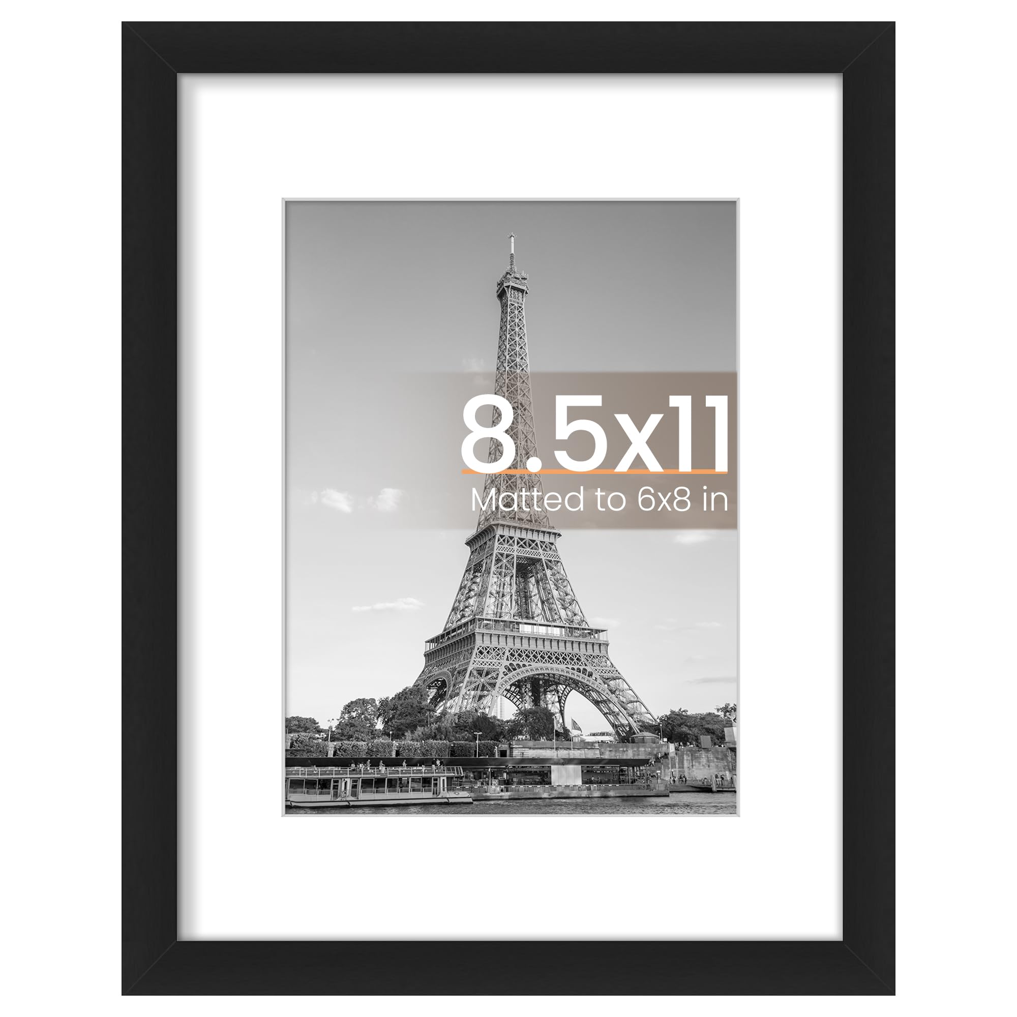 upsimples 8x10 Picture Frame, Display Pictures 5x7 with Mat or 8x10 Without Mat, Wall Hanging Photo Frame, Black, 1 Pack