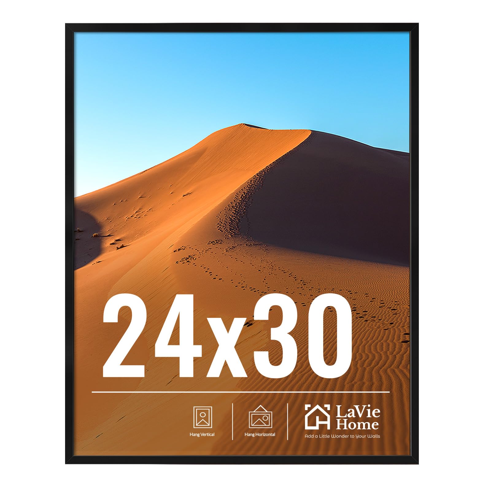LaVie Home 11x14 Picture Frame for Wall Display, 11 x 14 Black Picture Frame with HD Plexiglas, 11 by 14 Poster Frame 1 Pack, Display Frame for Vertical or Horizontal, Classic Collection