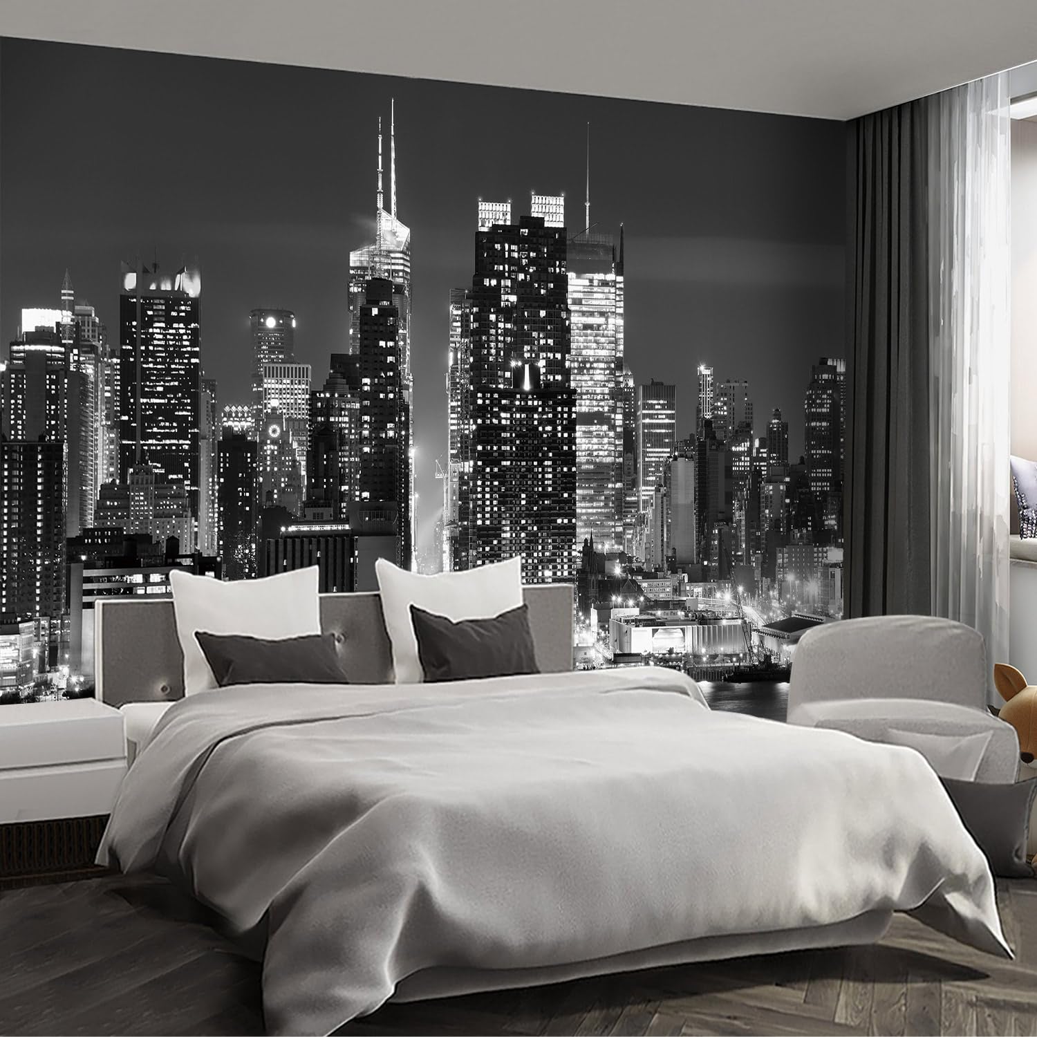 Brooklyn Bridge City View Mural Living Room couches Extra Large wall murals new york Cities Wallpaper Bedroom California Picture Landscape - 108"x75"（It's not Peel and Stick.）