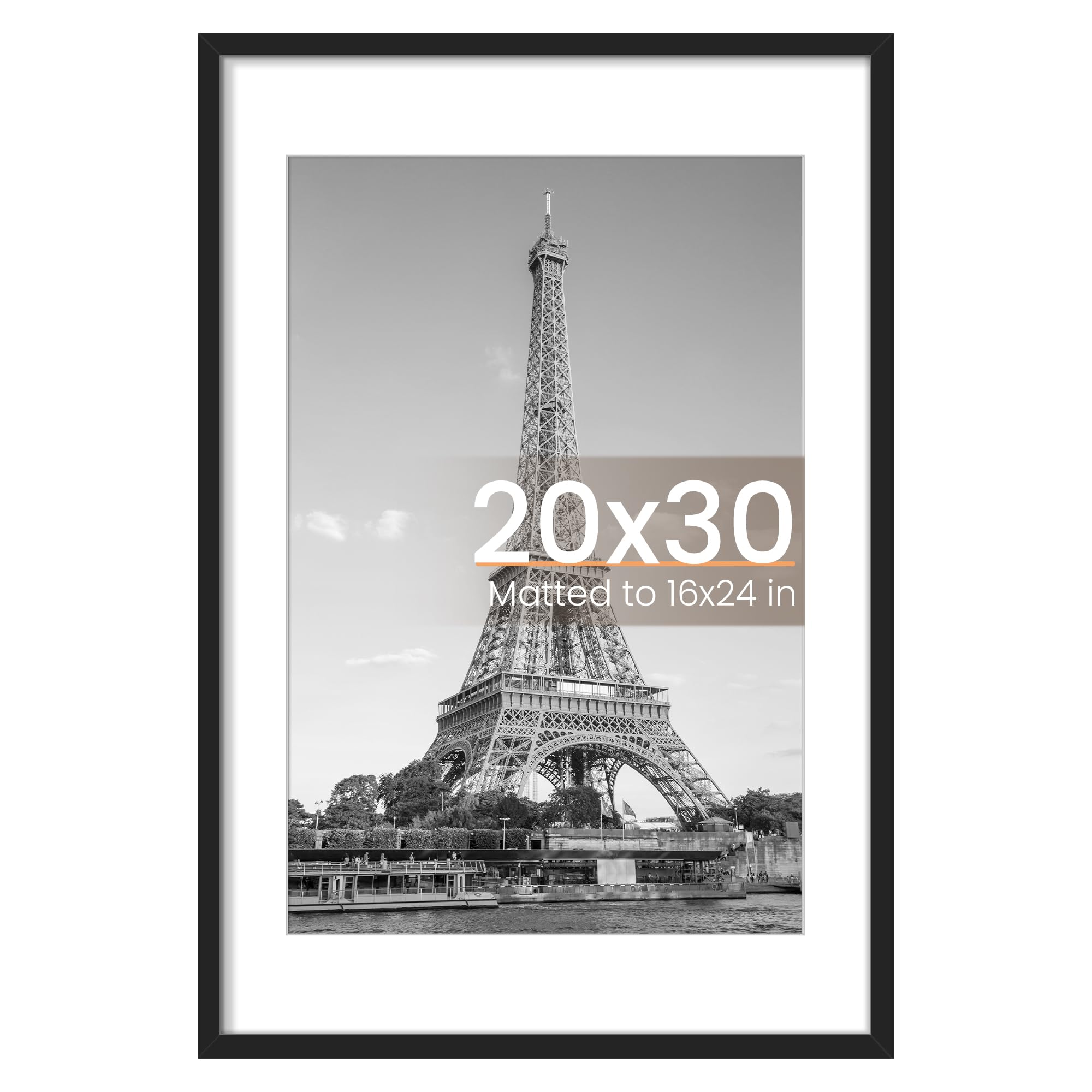 upsimples 12x16 Picture Frame, Display Pictures 8.5x11 with Mat or 12x16 Without Mat, Wall Hanging Photo Frame, Black, 1 Pack