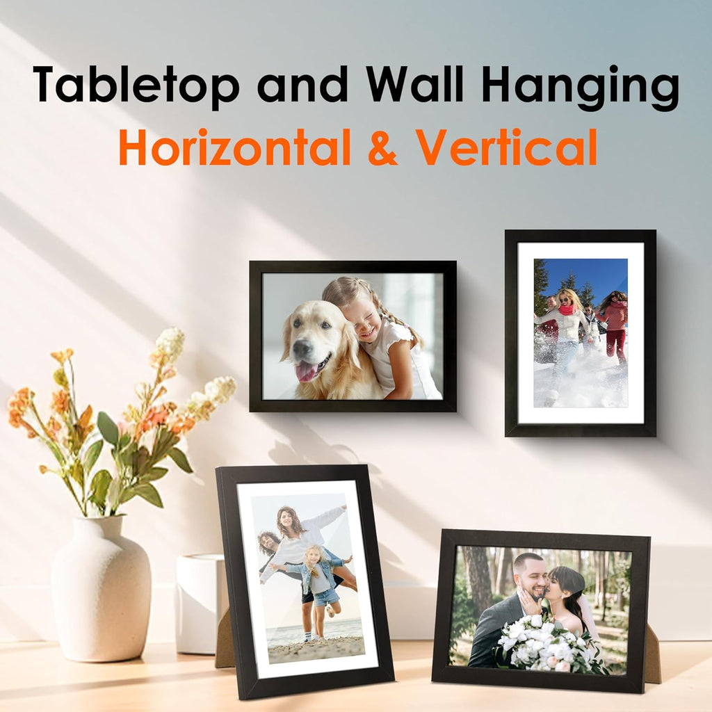 FIXSMITH 5x7 Picture Frame Set of 10, Photo Frame Bulk with HD Plexiglass, Display Pictures 4x6 with Mat or 5x7 Without Mat Multi Picture Frames Collage for Tabletop or Wall Display, Black