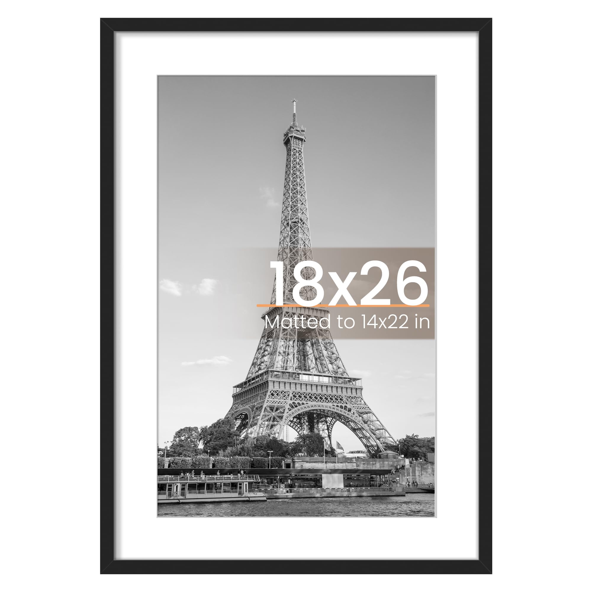 upsimples 11x17 Picture Frame, Display Pictures 9x15 with Mat or 11 x 17 Without, Wall Hanging Poster Frames, Black, 1 Pack