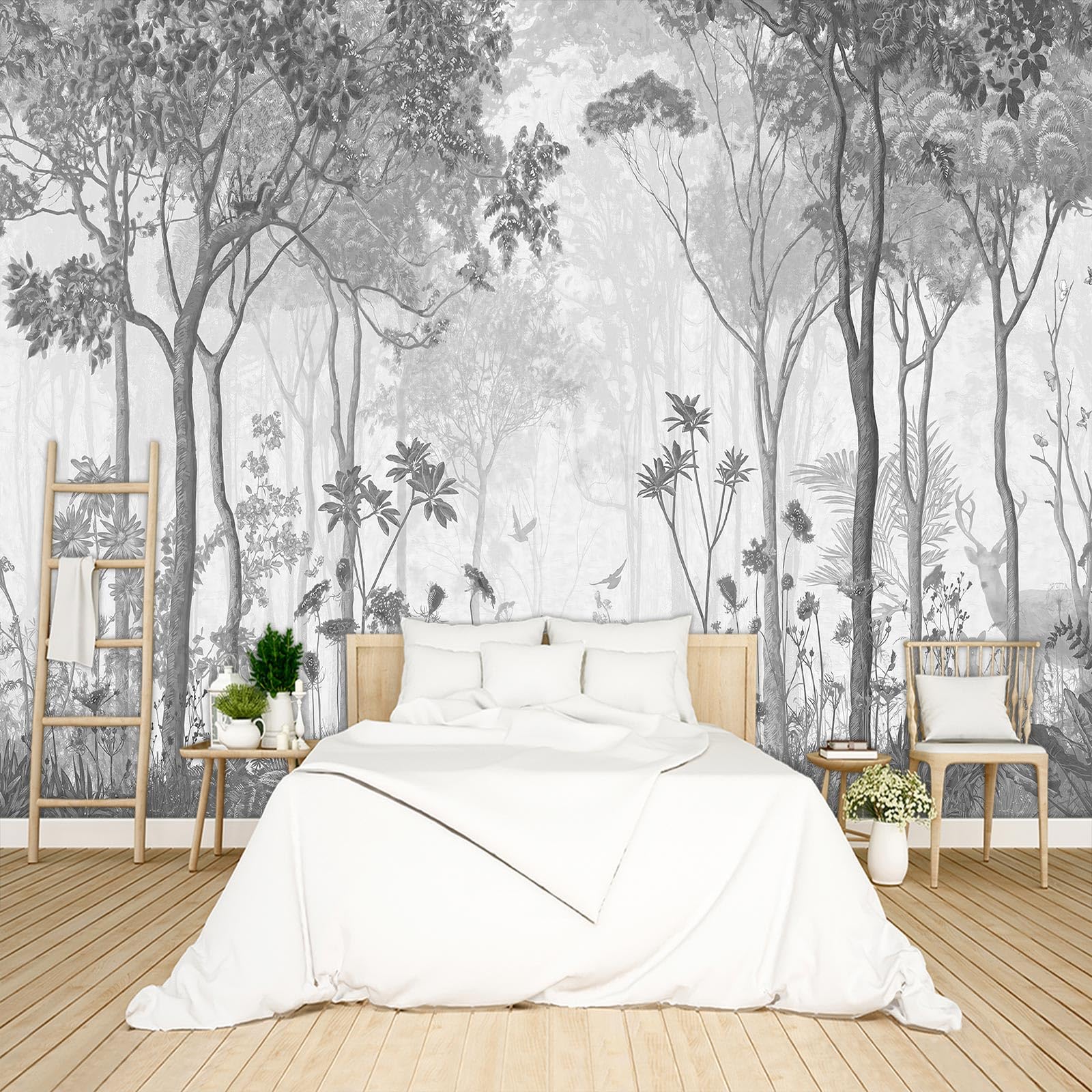 Tropical Rainforest Botanical Wallpaper Peel and Stick Wall Mural for Bedroom Living Room - 85"x118"