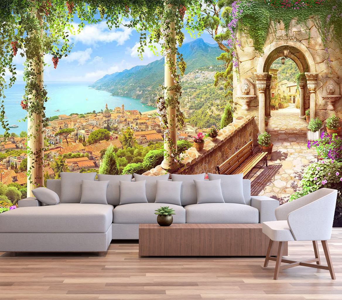 Reyhui Sunshine Forest Mural Wallpaper Landscape Tree Wallpaper Large Nature Scenery Wall Mural for Living Room (not self-Adhesive)